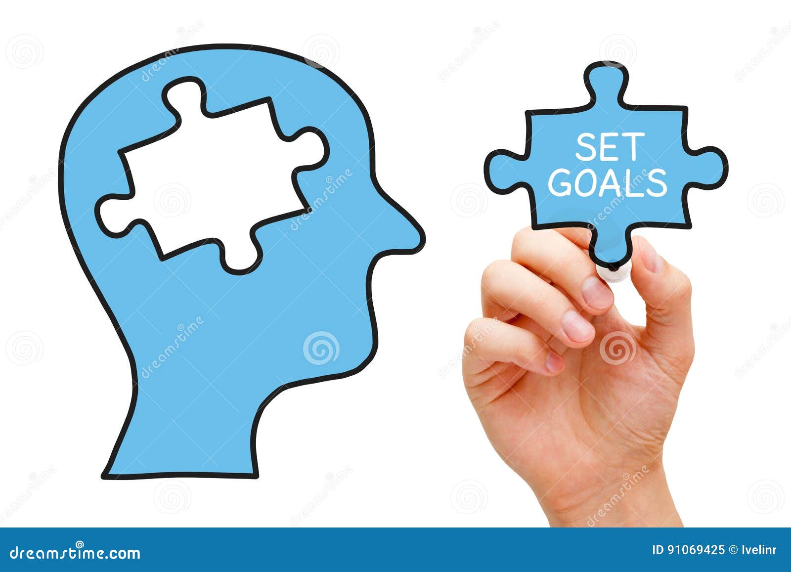 Set Goals Puzzle Head Concept Stock Image