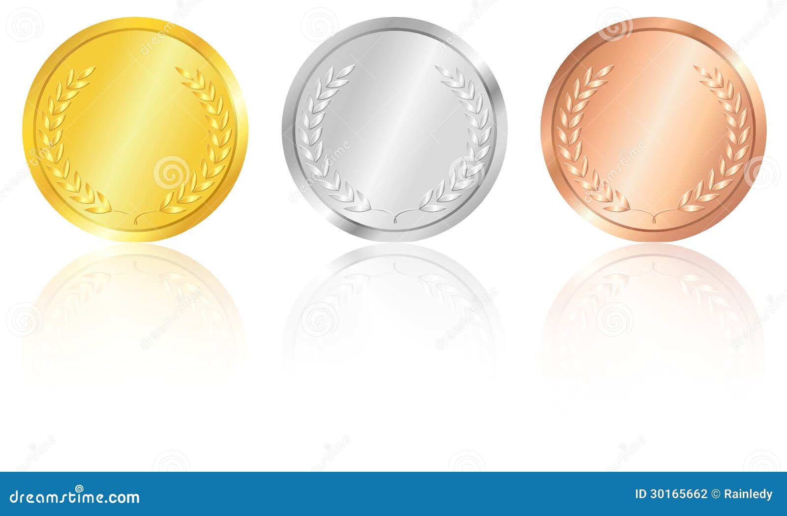 Gold, Silver and Bronze Medals. Stock Vector Illustration of laurel