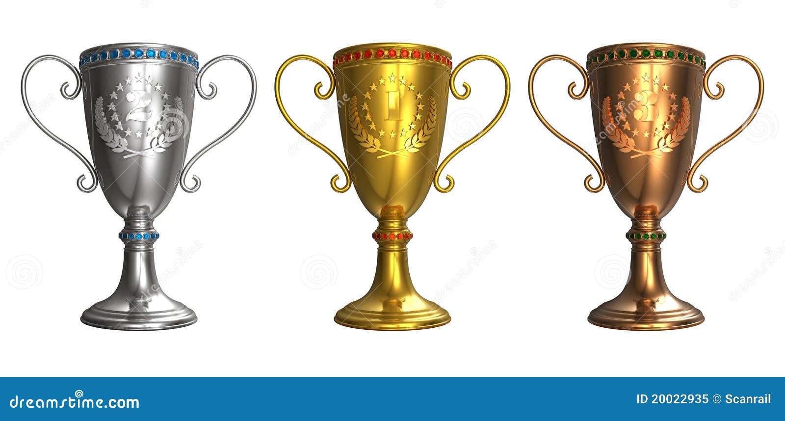 Set Of Gold, Silver And Bronze Trophy Cups Stock Illustration Image