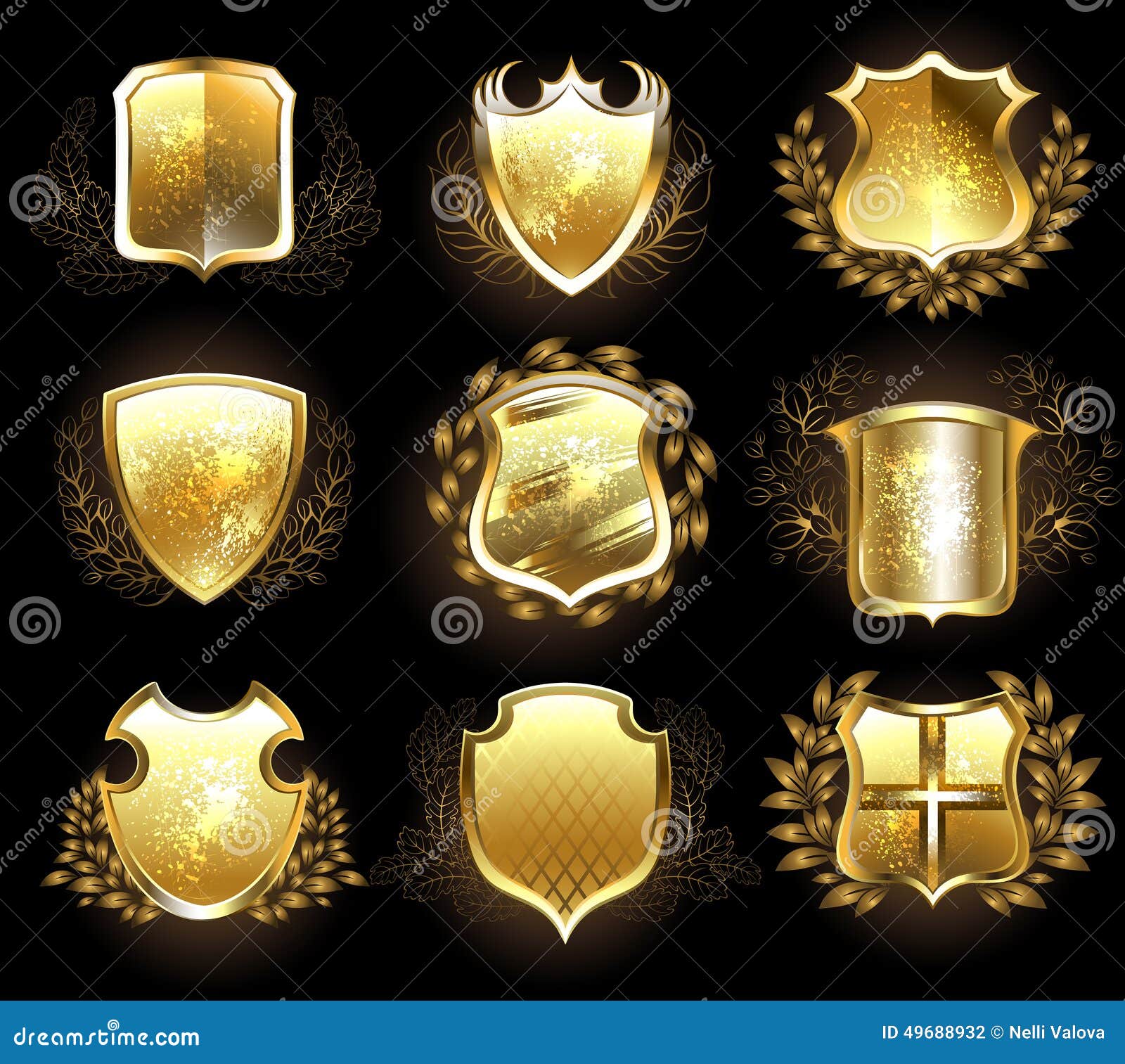 set of golden shields