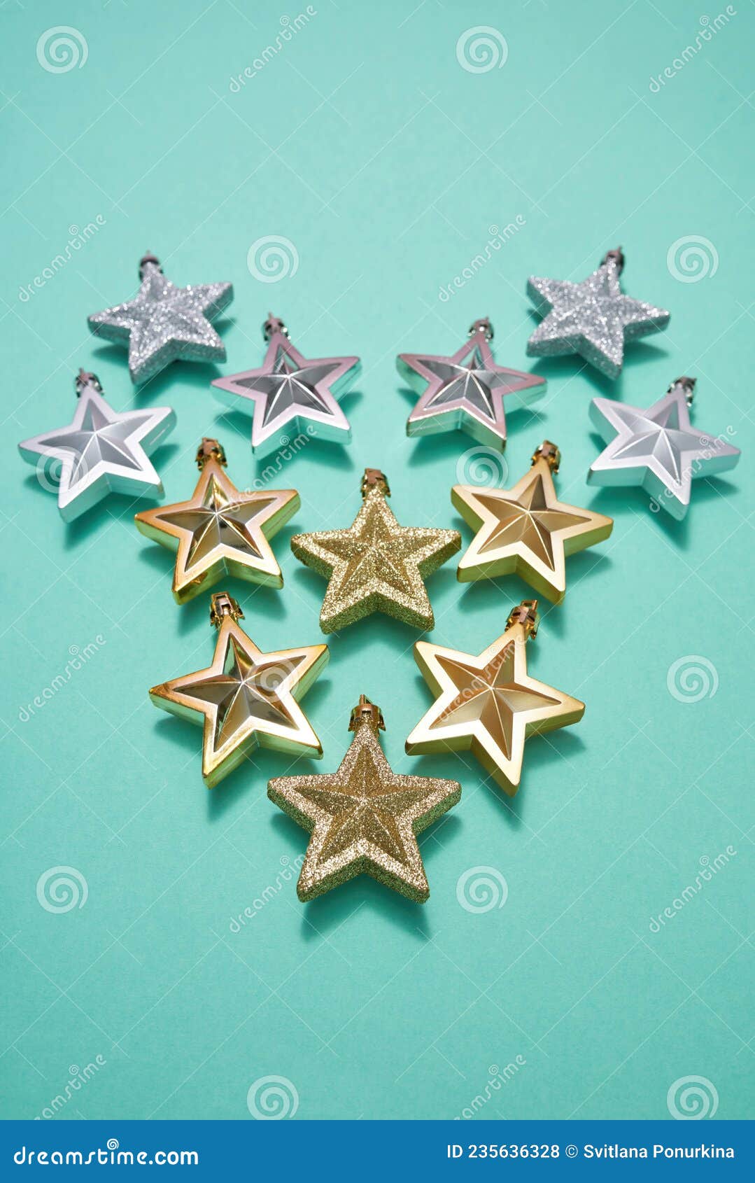 Set Of Golden And Silver Christmas Stars Stock Photo Image Of