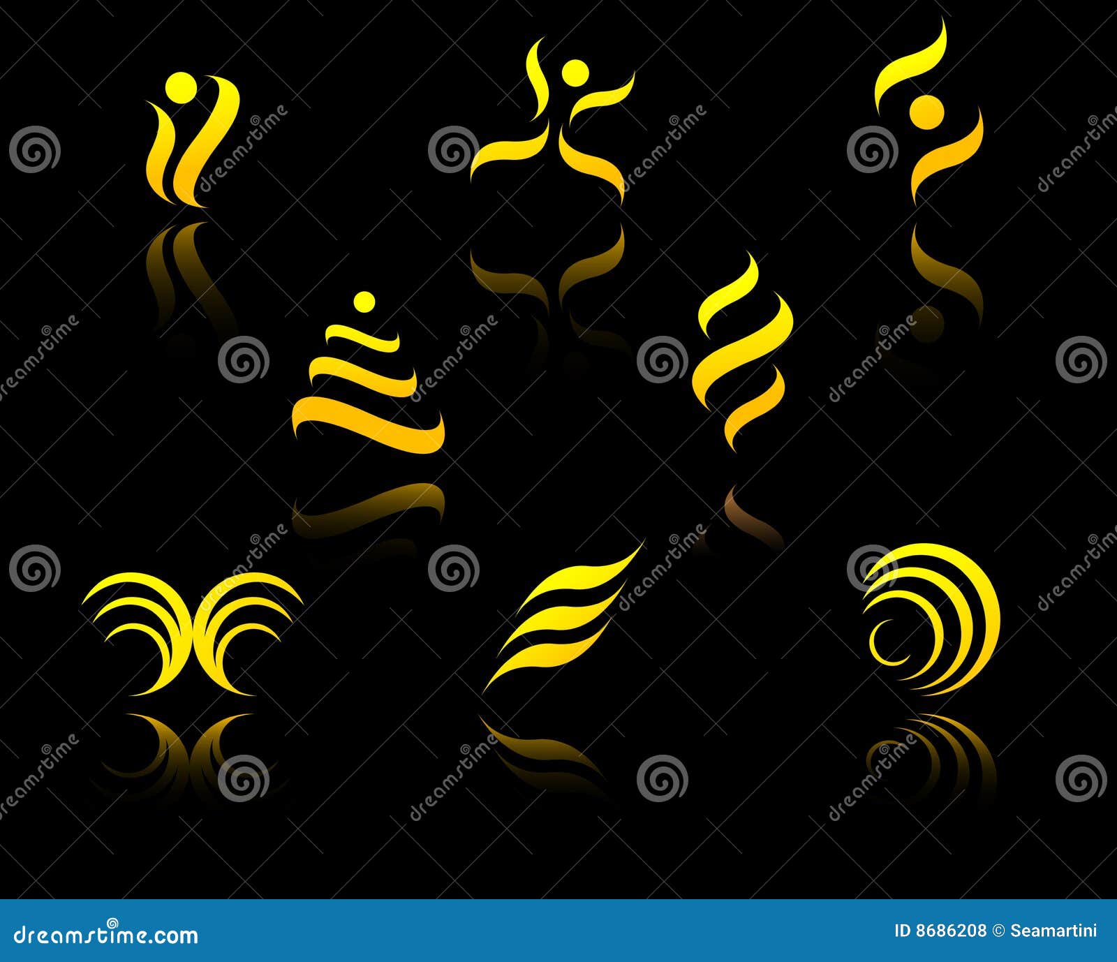 Set of golden symbols stock vector. Illustration of design 8686208
