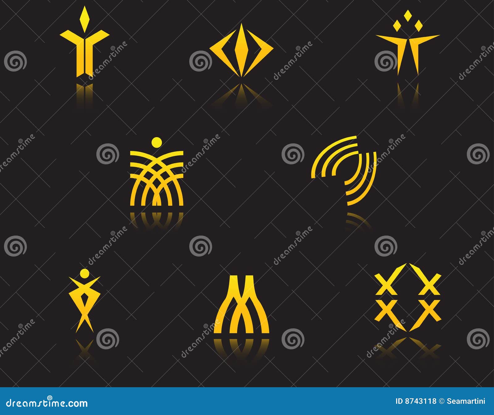Set of golden symbols stock vector. Illustration of object 8743118