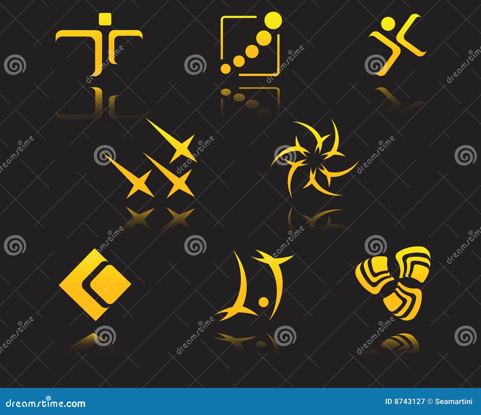Set of golden symbols stock vector. Illustration of logo 8743127
