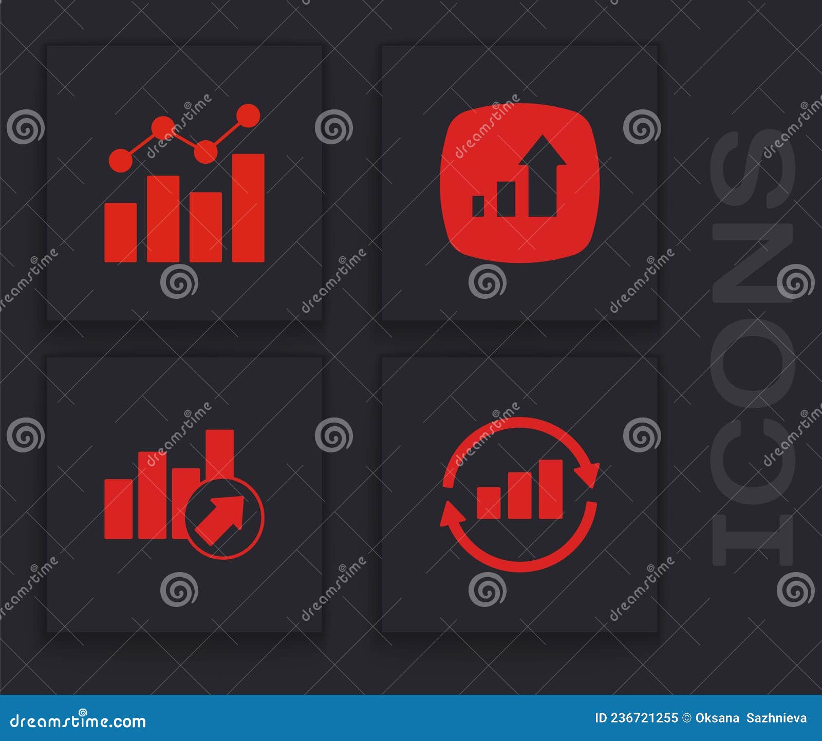 Set Graph Chart Infographic, Financial Growth, and Icon. Vector Stock ...