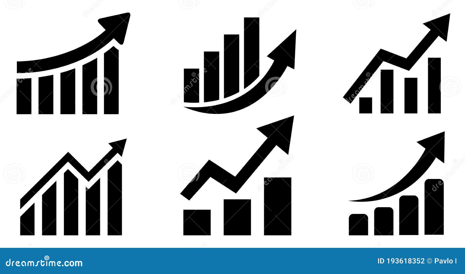 set graph diagram up icon, business growth success chart with arrow, business bar sign, profit growing , progress bar 