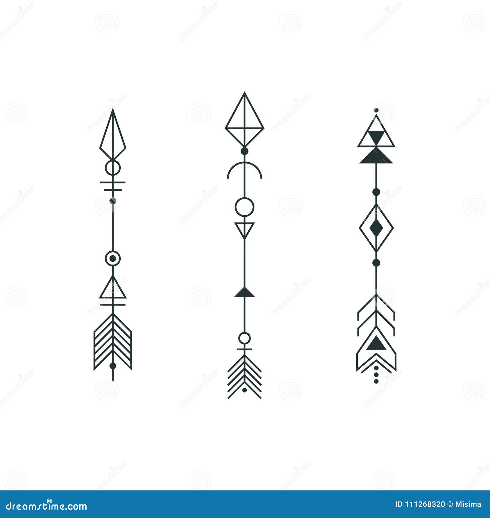 Set of Graphic Arrows for Tattoo Design Stock Vector - Illustration of fashion, boho: 111268320