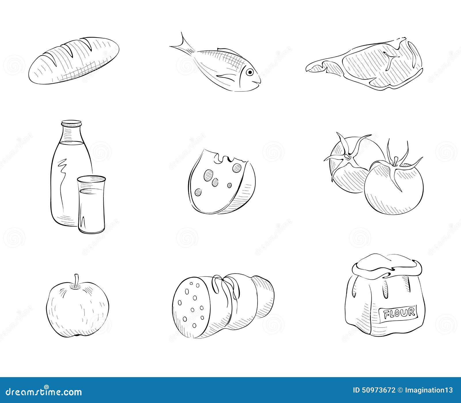 Set Graphics Illustrations Foods Stock Vector Illustration of loaf