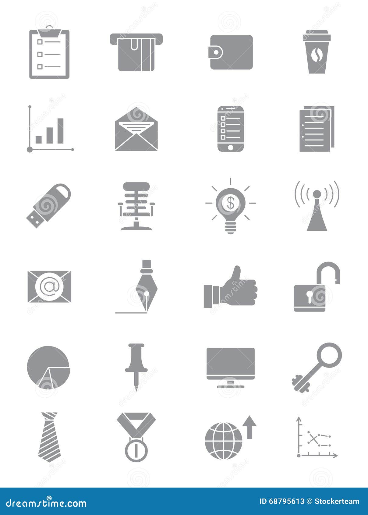 Set of gray business icons stock vector. Illustration of symbol 68795613