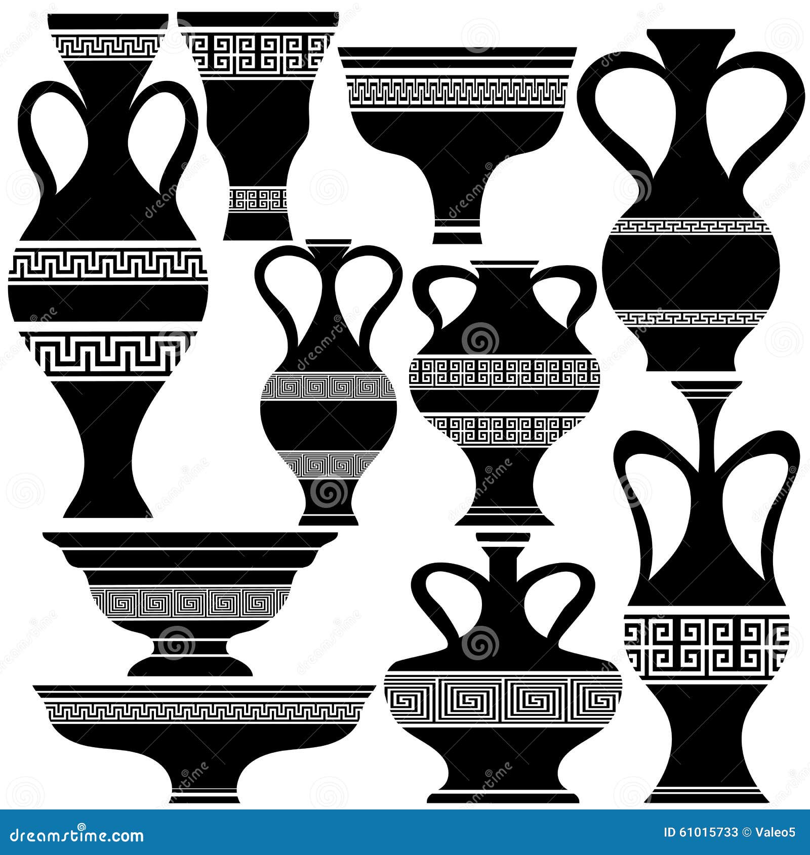 Set of Greek Amphora Silhouettes Stock Vector Illustration of pitcher