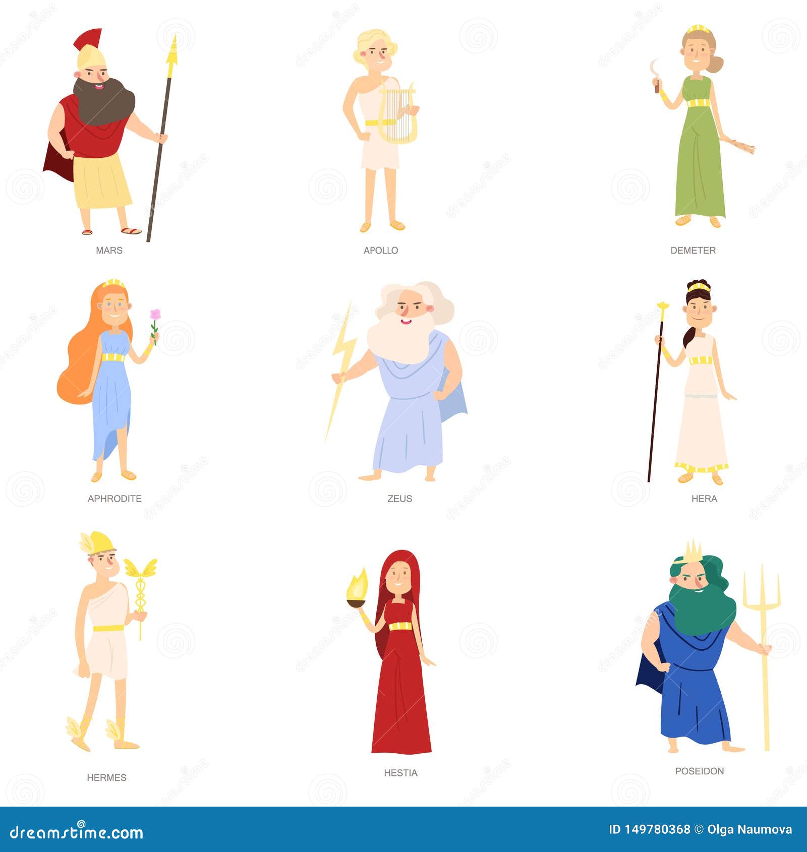 Set of Greek Ancient Gods, Different Colorful Character Stock Vector ...