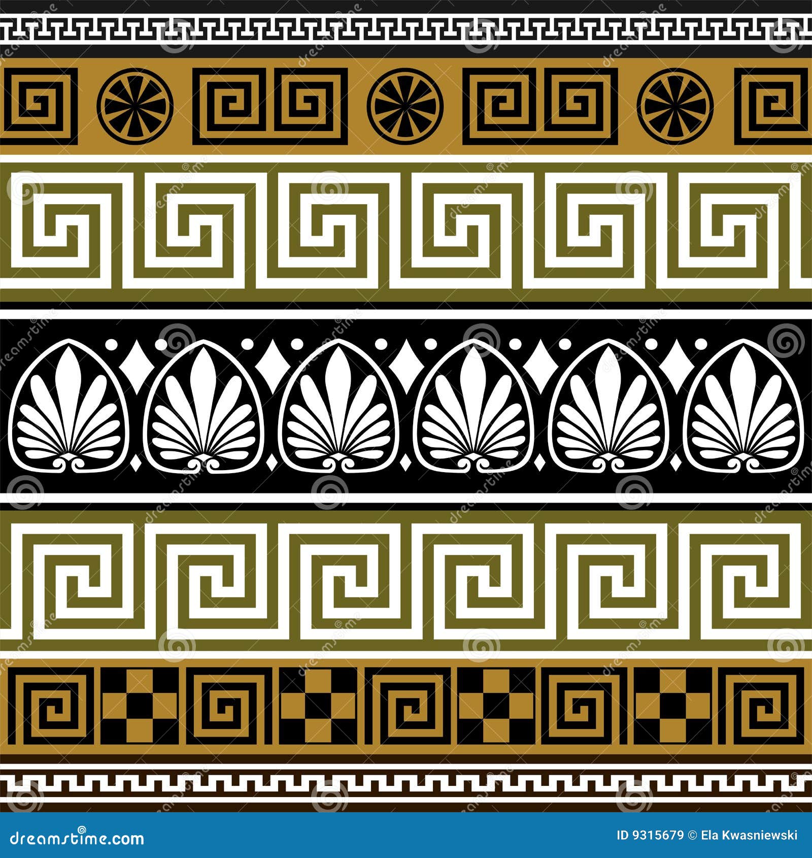 Set of greek borders stock vector. Illustration of greek 9315679