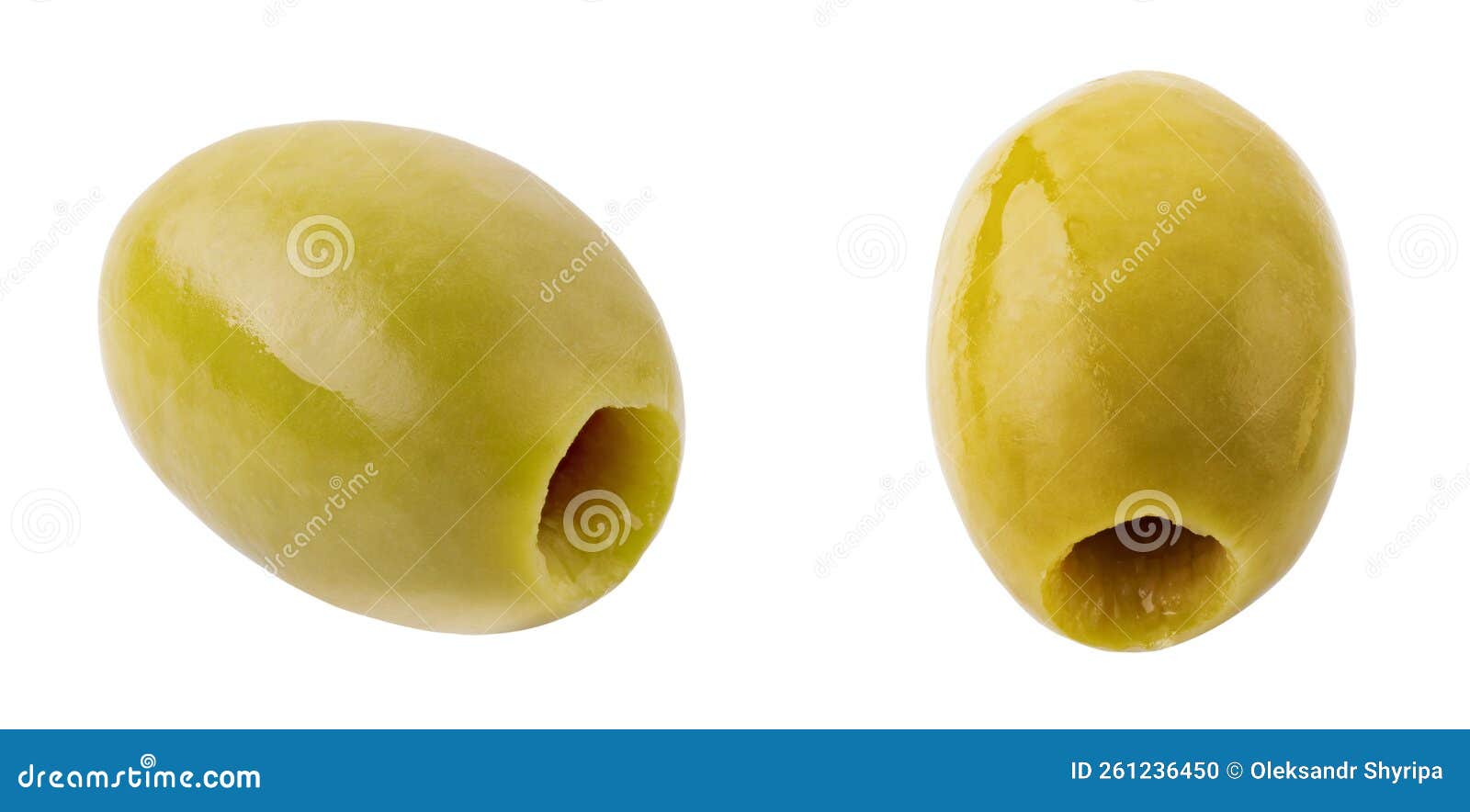 Set Green Olive Isolated on White Background. File Contains Clipping