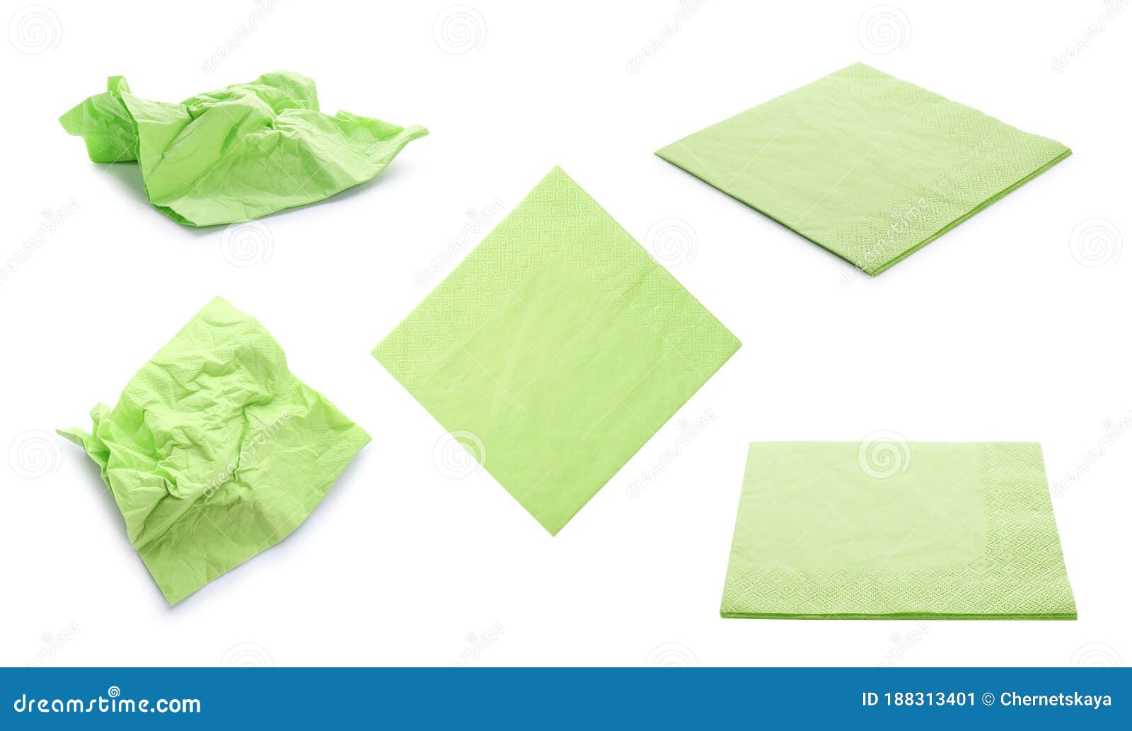 Set with Green Paper Napkins on Background Stock Image Image of