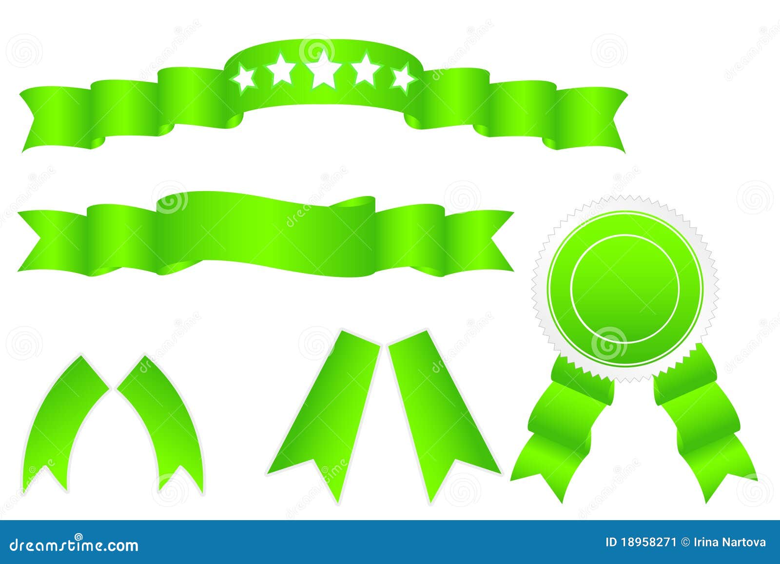 Set of green ribbons stock vector. Illustration of letter 18958271