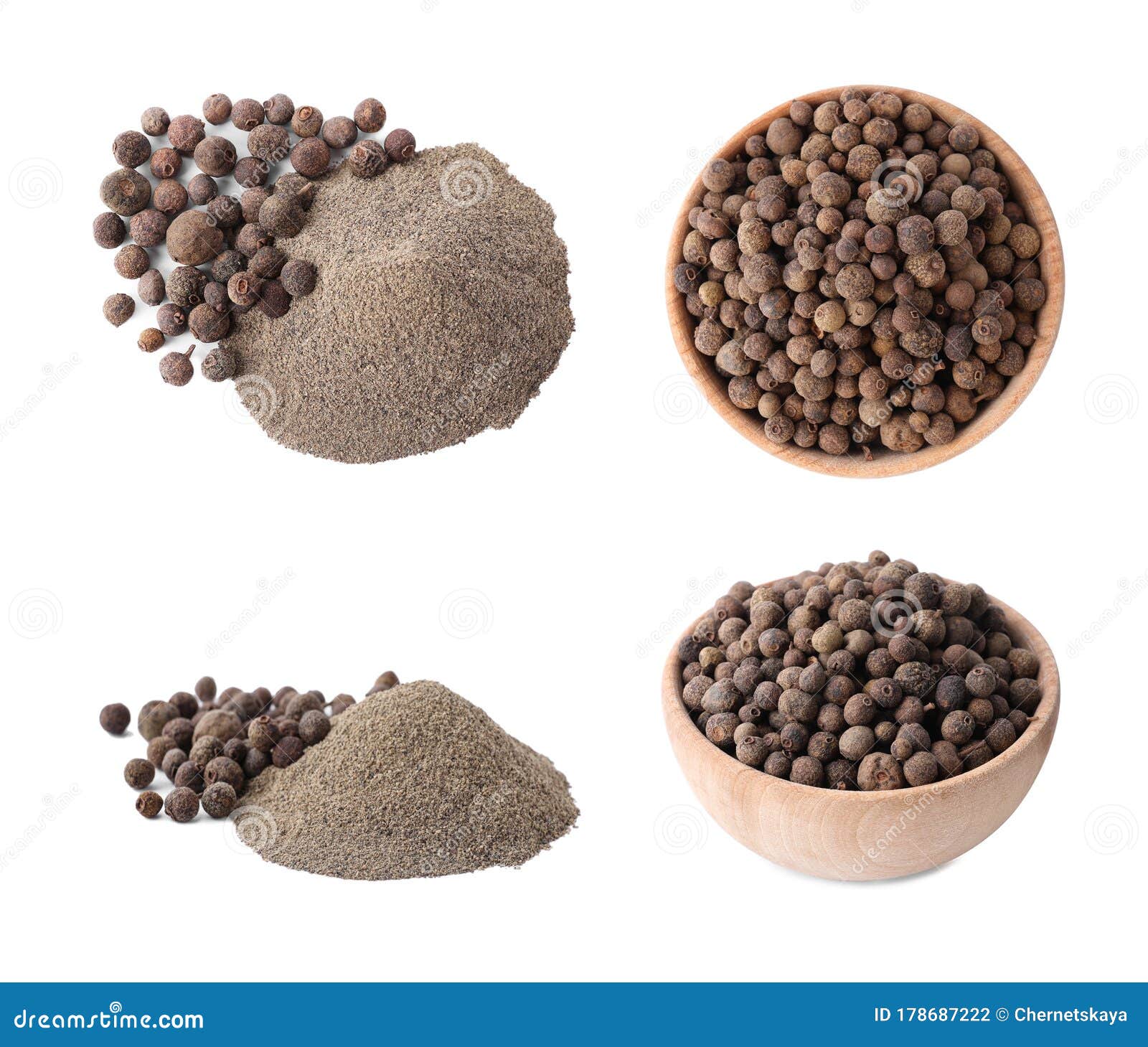 Set of Ground Pepper and Grains on Background Stock Photo Image of