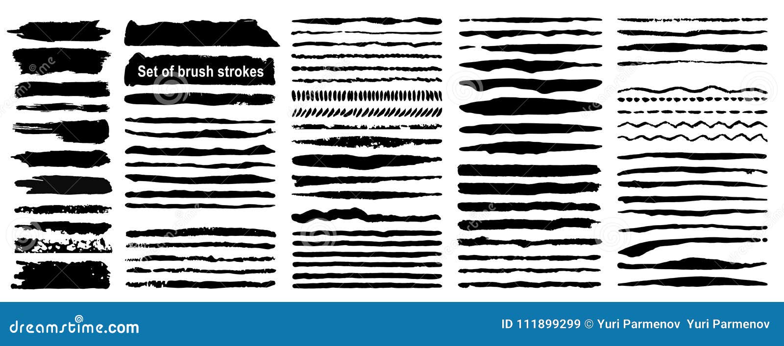 set of 80 grunge ink brush strokes. black artistic paint, hand drawn. dry brush stroke s collection