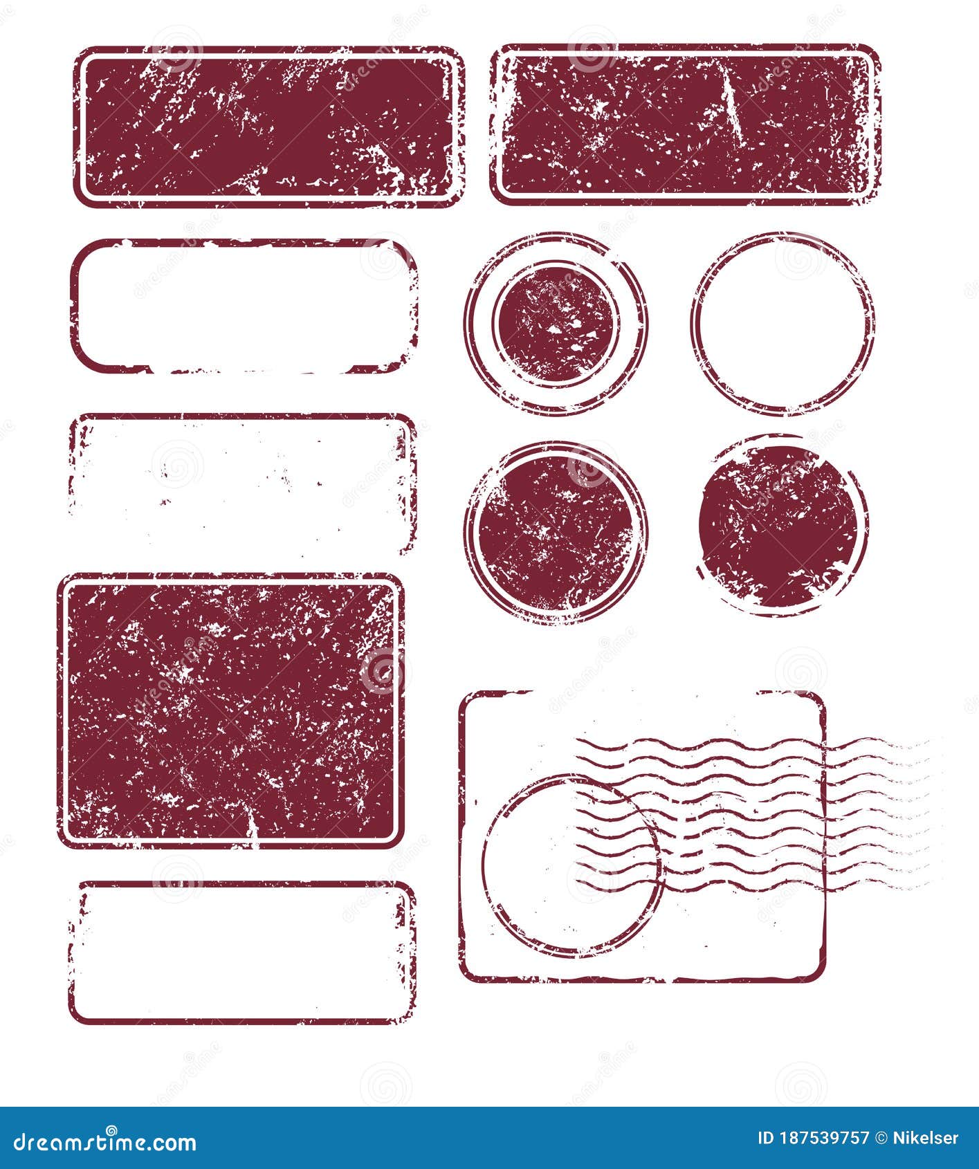 Set of Grunge Post Stamps for Your Design. EPS 10. Stock Vector