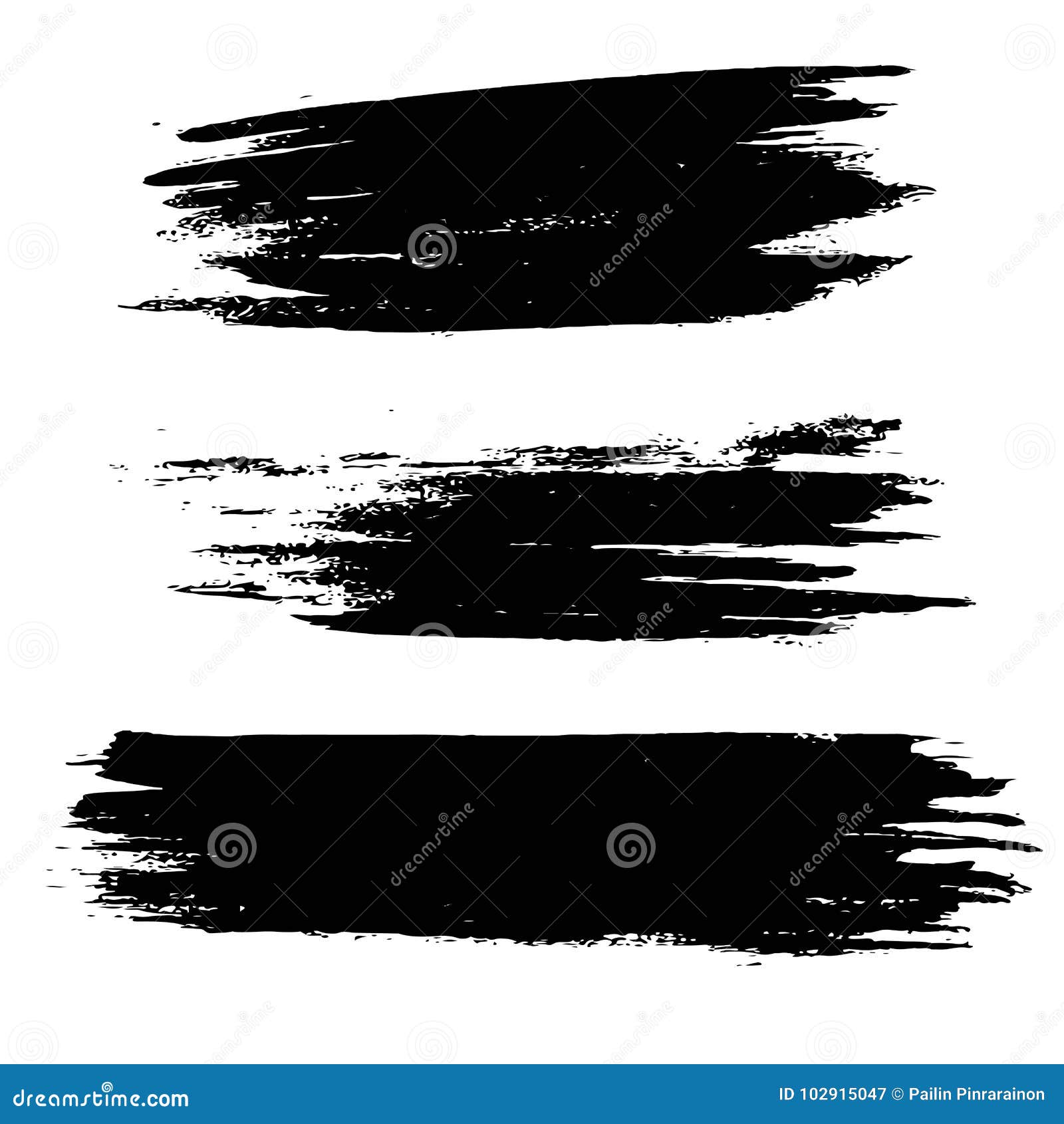 Set of Grunge Shapes in Black on Isolated White Stock Illustration