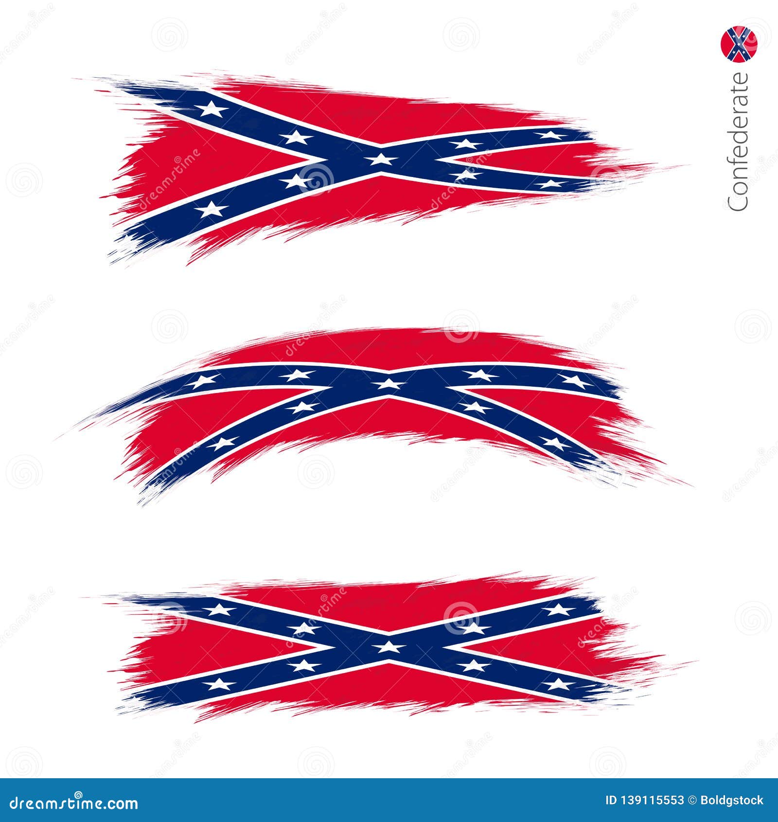 Download Set Of 3 Grunge Textured Flag Of Confederate Stock Vector ...