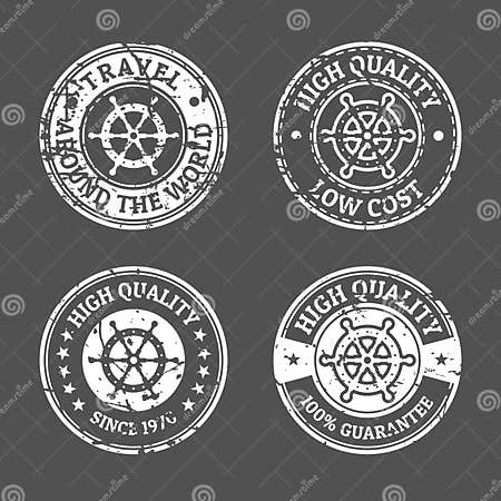 Set of Grunge Vintage Style Sea and Summer Nautical Signs, Badge Stock ...