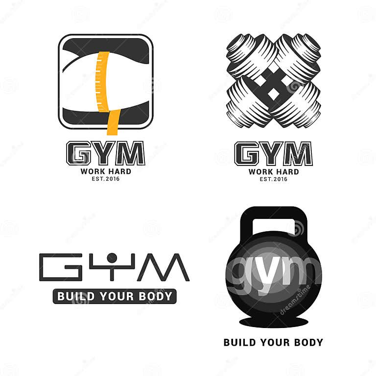 Set Of Gym Logos In Vector Stock Vector Illustration Of Advertise