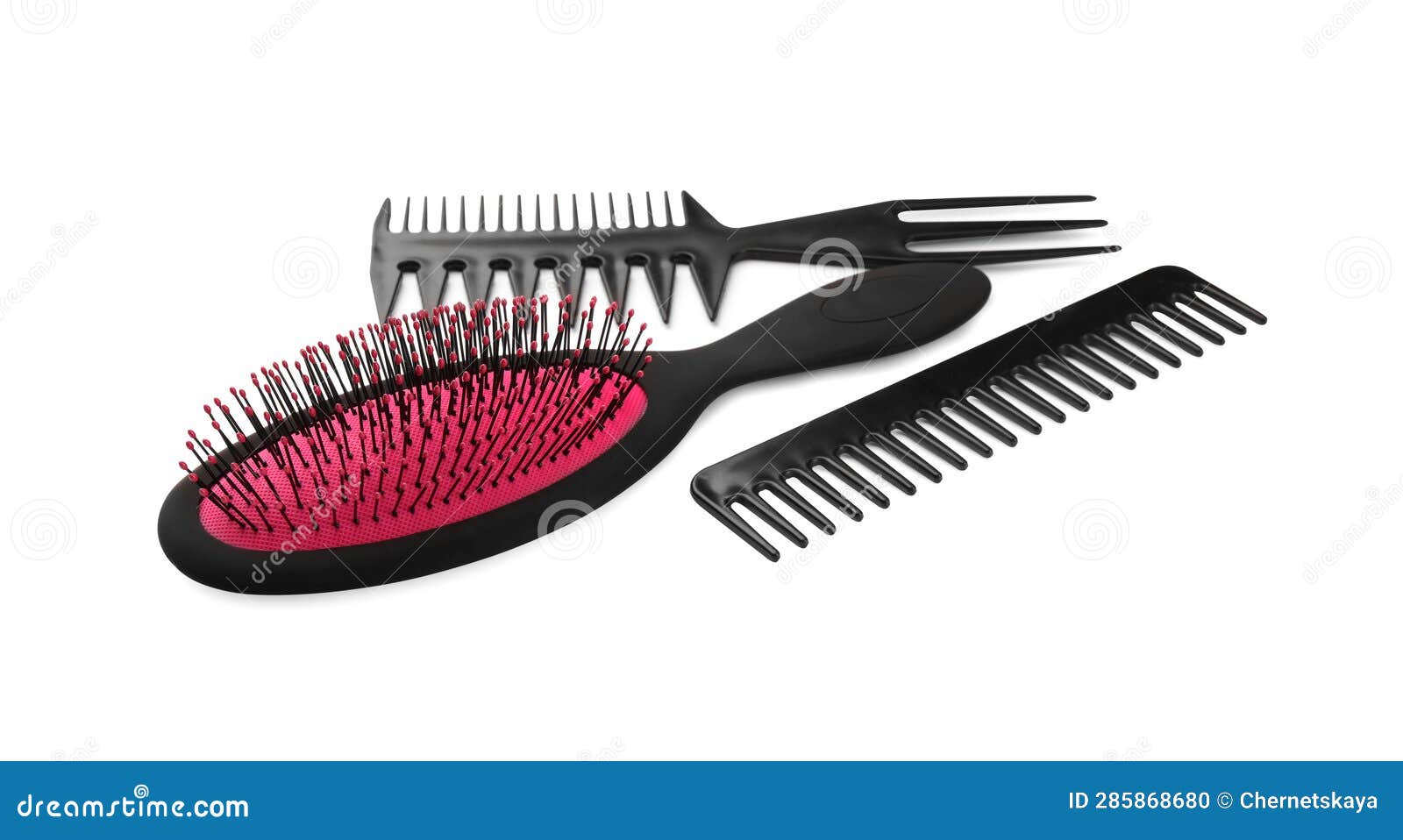 Set of Hair Brush and Combs Isolated on White Stock Photo Image of