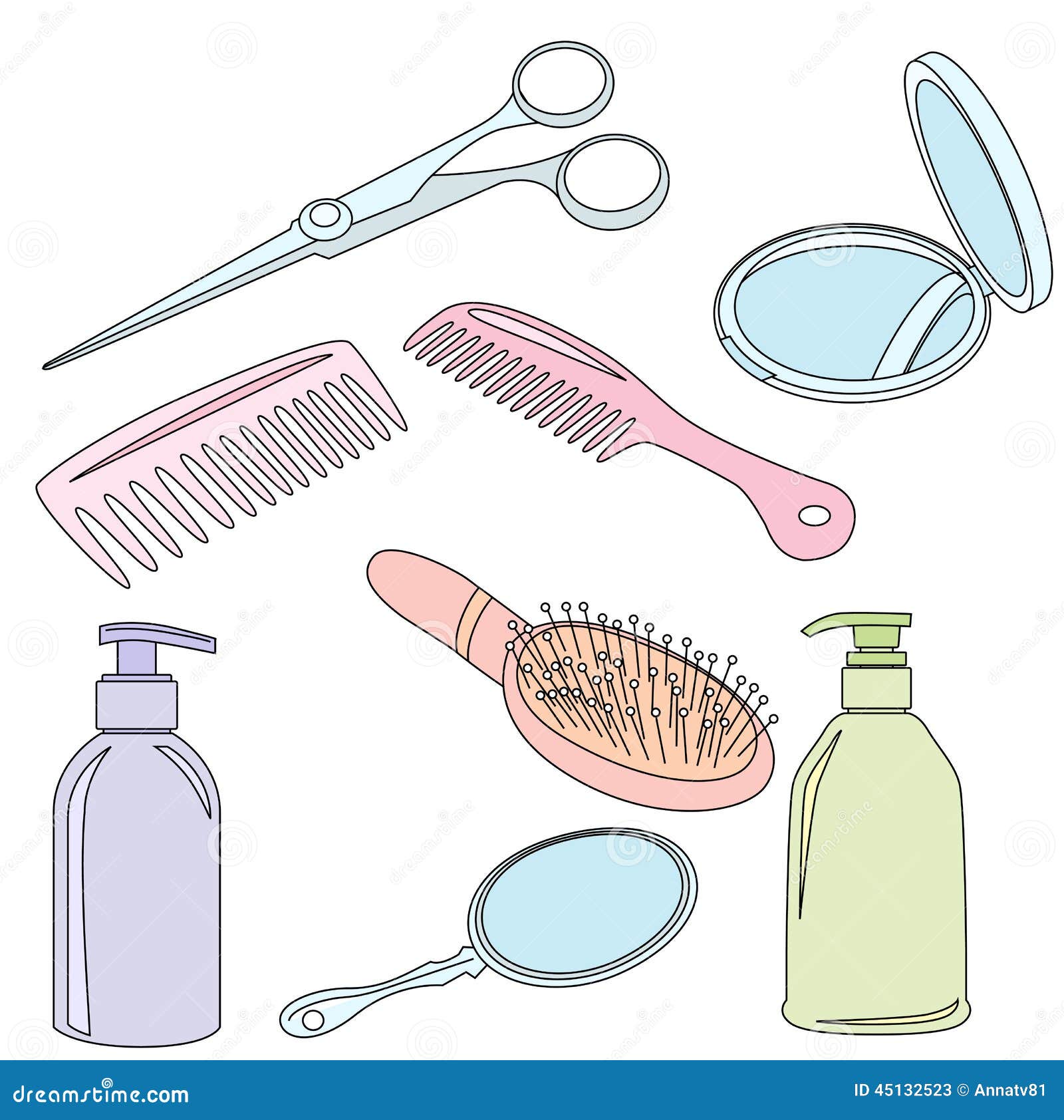 Set of Hairdressing Accessories Stock Vector Illustration of close