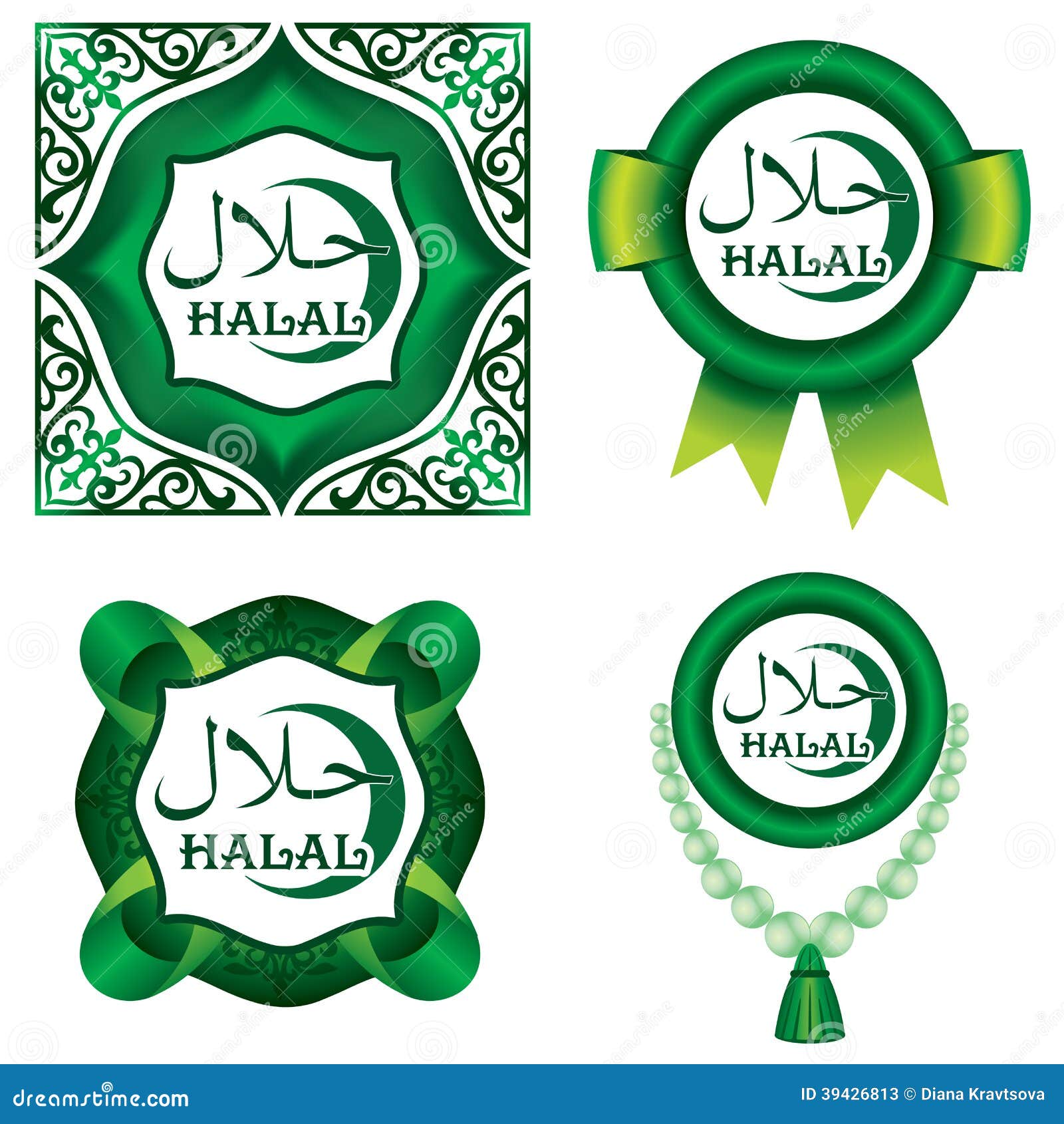 set of halal signs