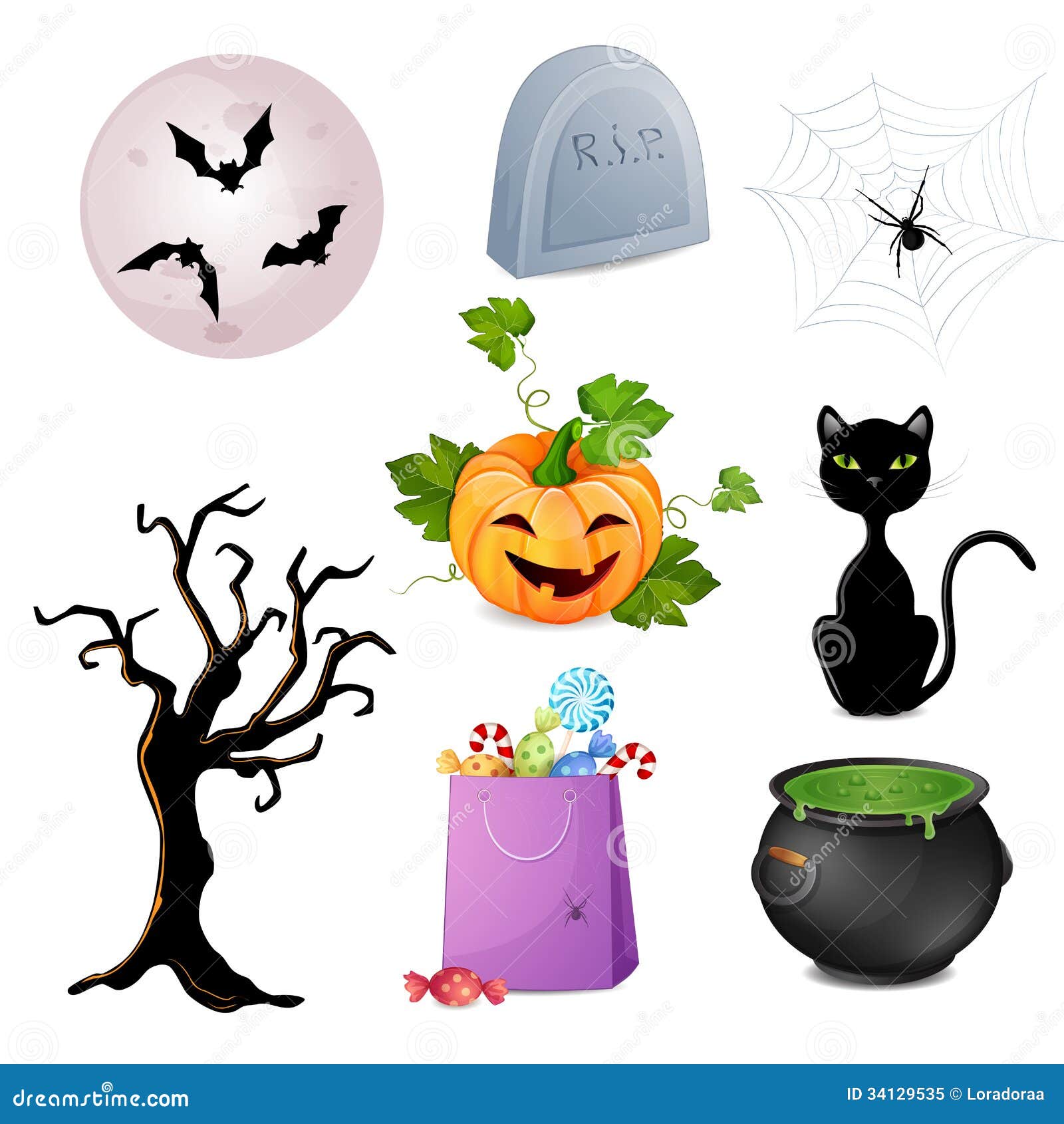 Set of Halloween elements. stock illustration. Illustration of hell