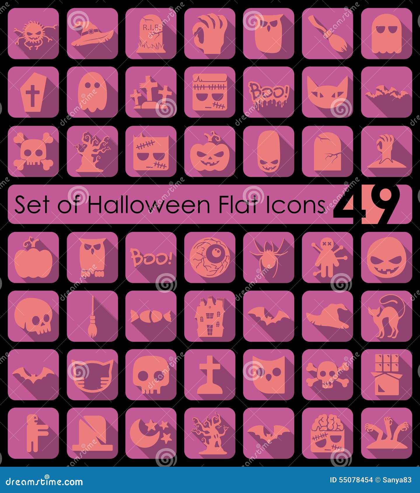 Set of Halloween icons stock vector. Illustration of group 55078454