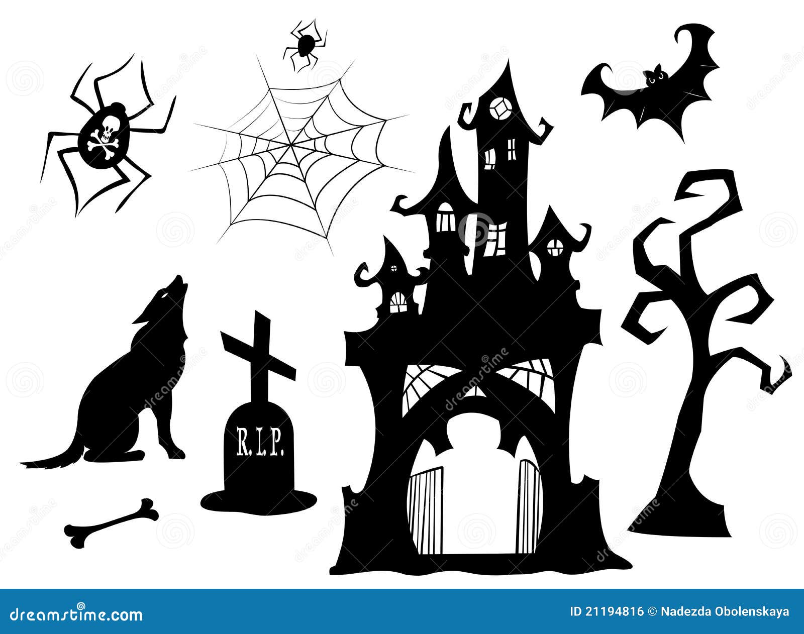 Set Of Halloween Silhouettes Royalty Free Stock Image