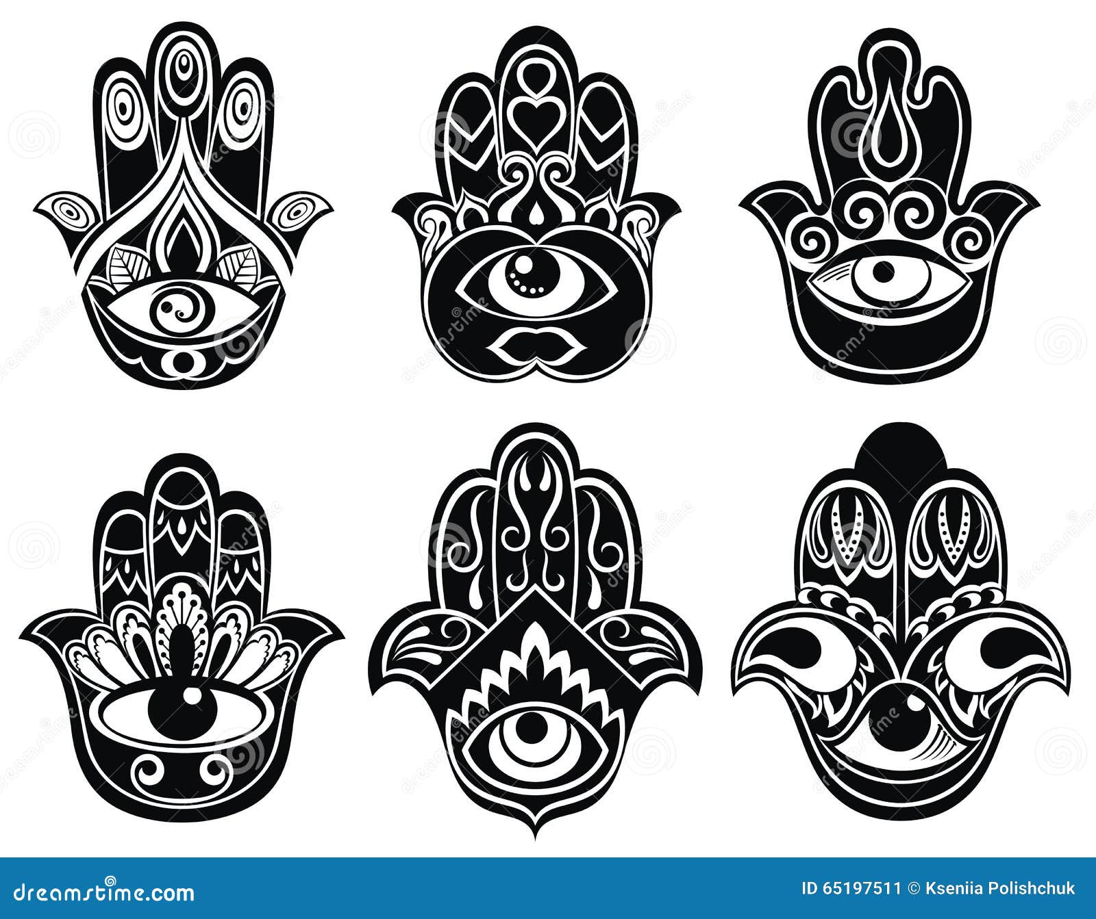 Set of Hamsa hands stock vector. Illustration of devil - 65197511