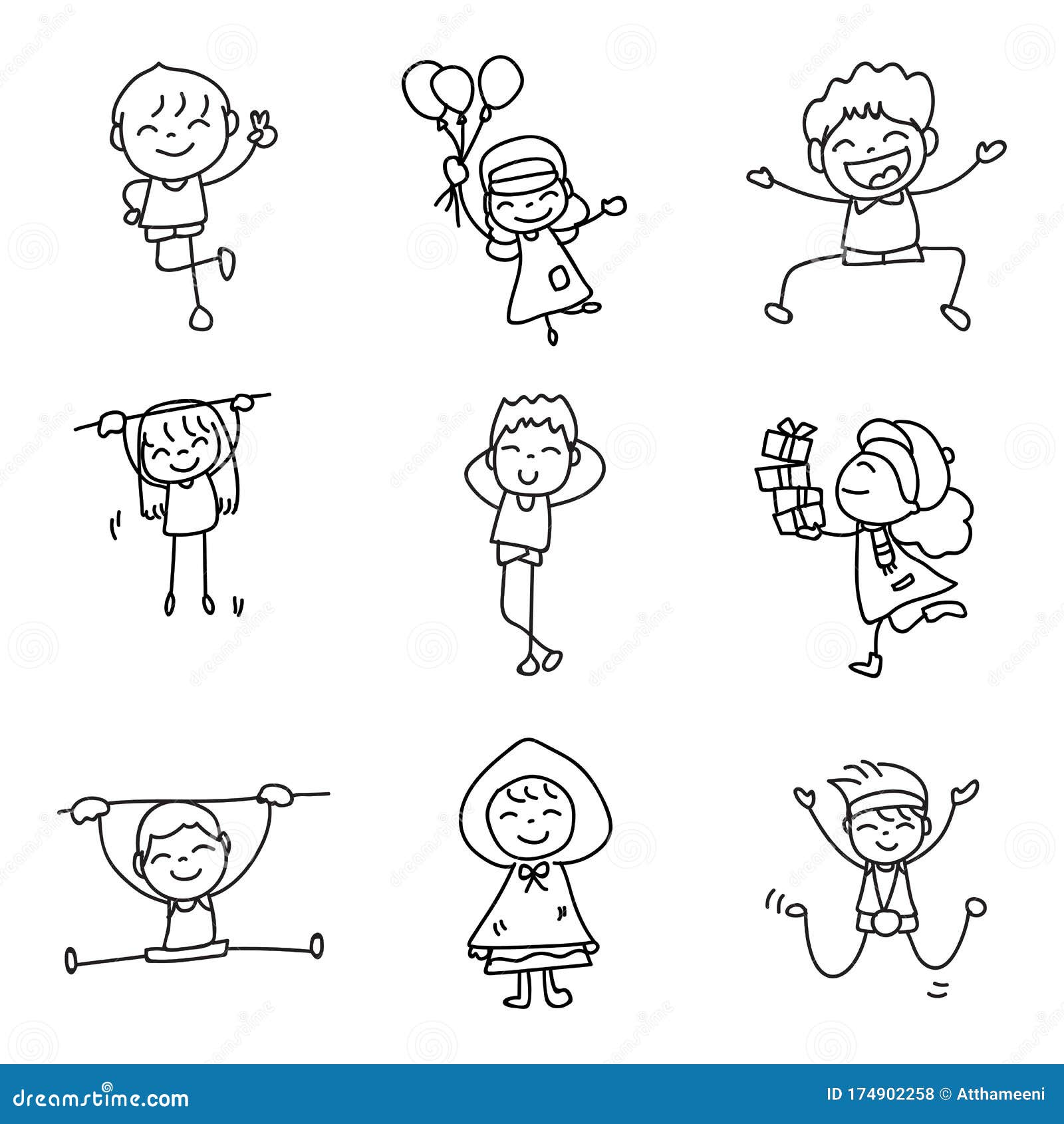 Set of Hand Drawing Doodle Happy Kids Cartoon Character Abstract People Match Stick Style Stock Illustration - Illustration of easy, celebration: 174902258 Set of Hand Drawing Doodle Happy Kids Cartoon Character Abstract People Match Stick Style Stock Illustration - Illustration of easy, celebration: 174902258