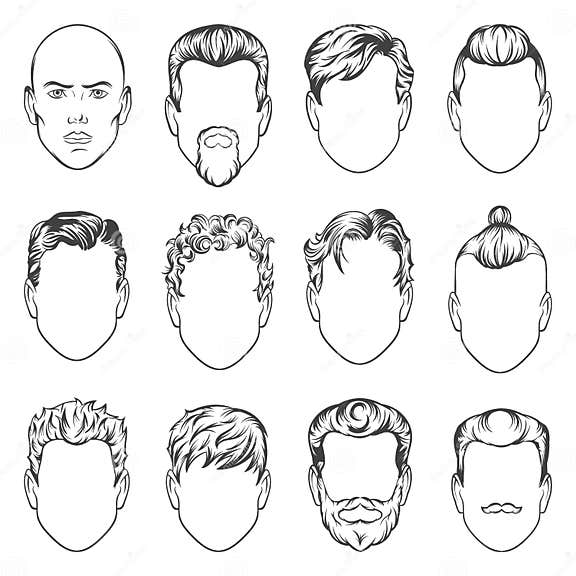 Прическа шаблон Beautiful Woman With Hairstyles Silhouettes Vector elements Hair vector, Silho