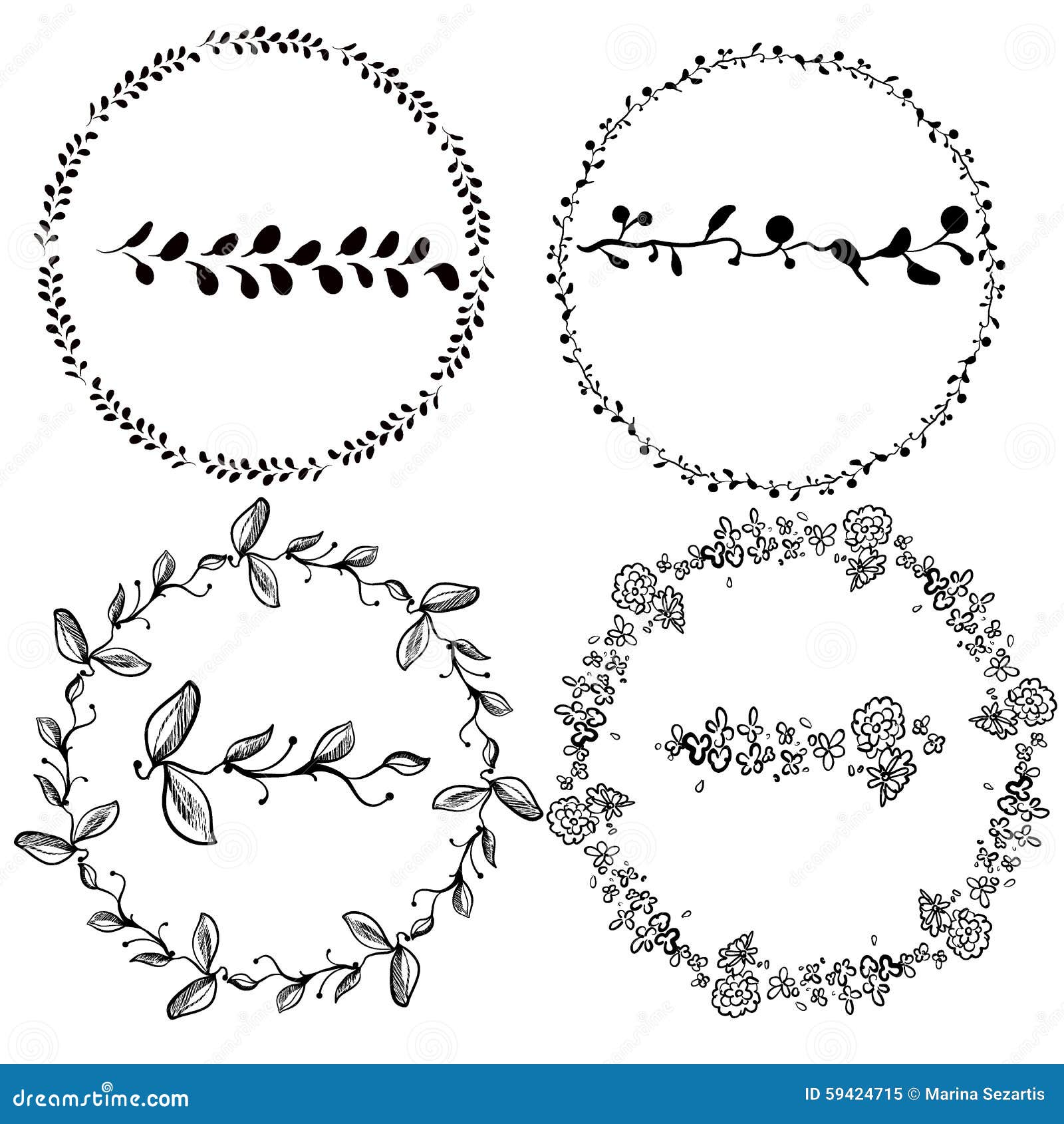 Set of Hand Drawn Brushes for Lettering and Design Stock Vector