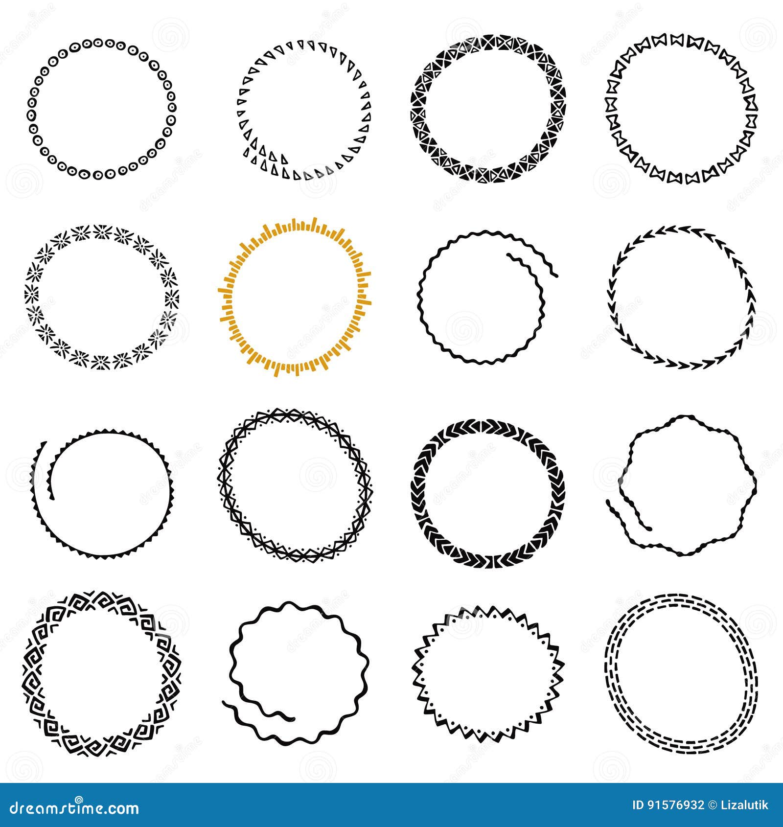 Download Set Of Hand Drawn Circle Frames In Ethnic Style Stock Vector Illustration Of Circle Aztec 91576932