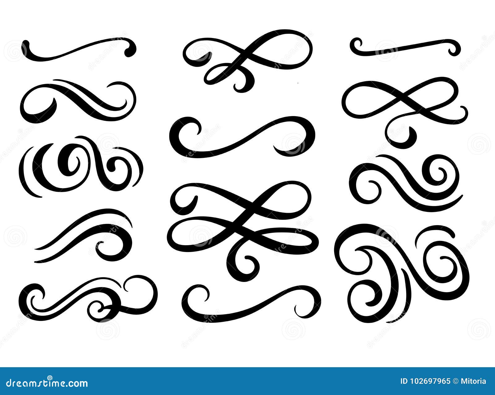 set of hand drawn flourish s.