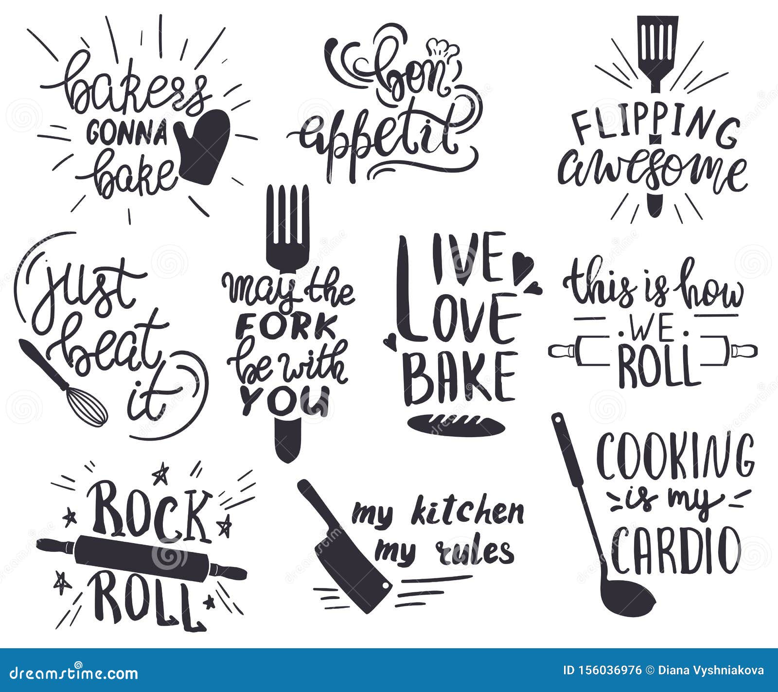 Baking Print Set Funny Kitchen Print Set Kitchen Puns 