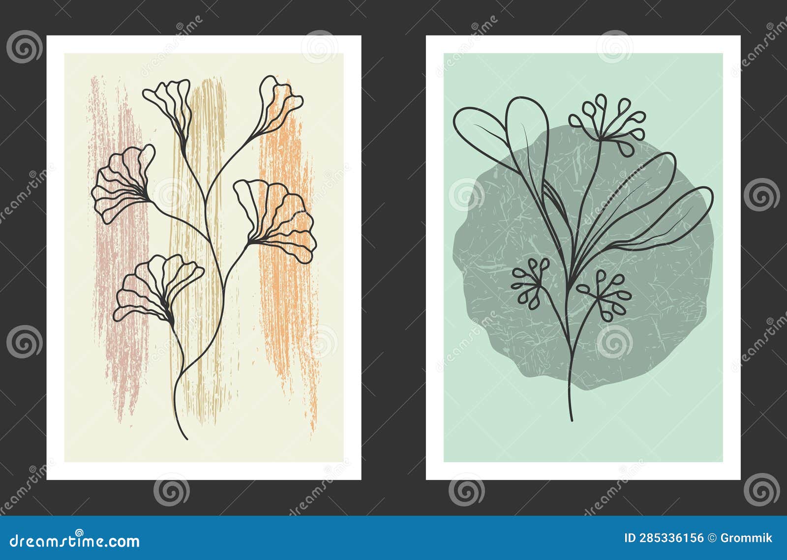 A Set of Handdrawn Paintings for Interior Design of Premises Stock Vector Illustration of