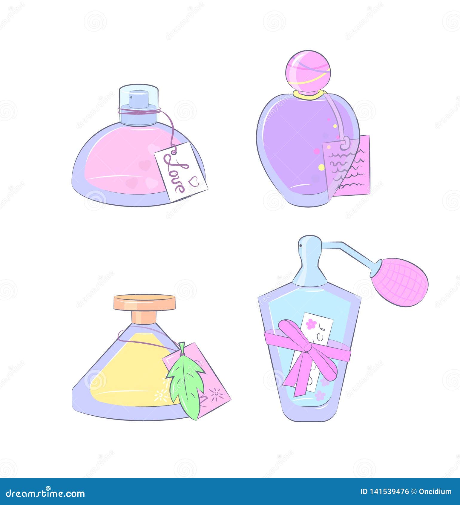 Set of Hand Drawn Perfumes in Different Colors. Stock Vector ...