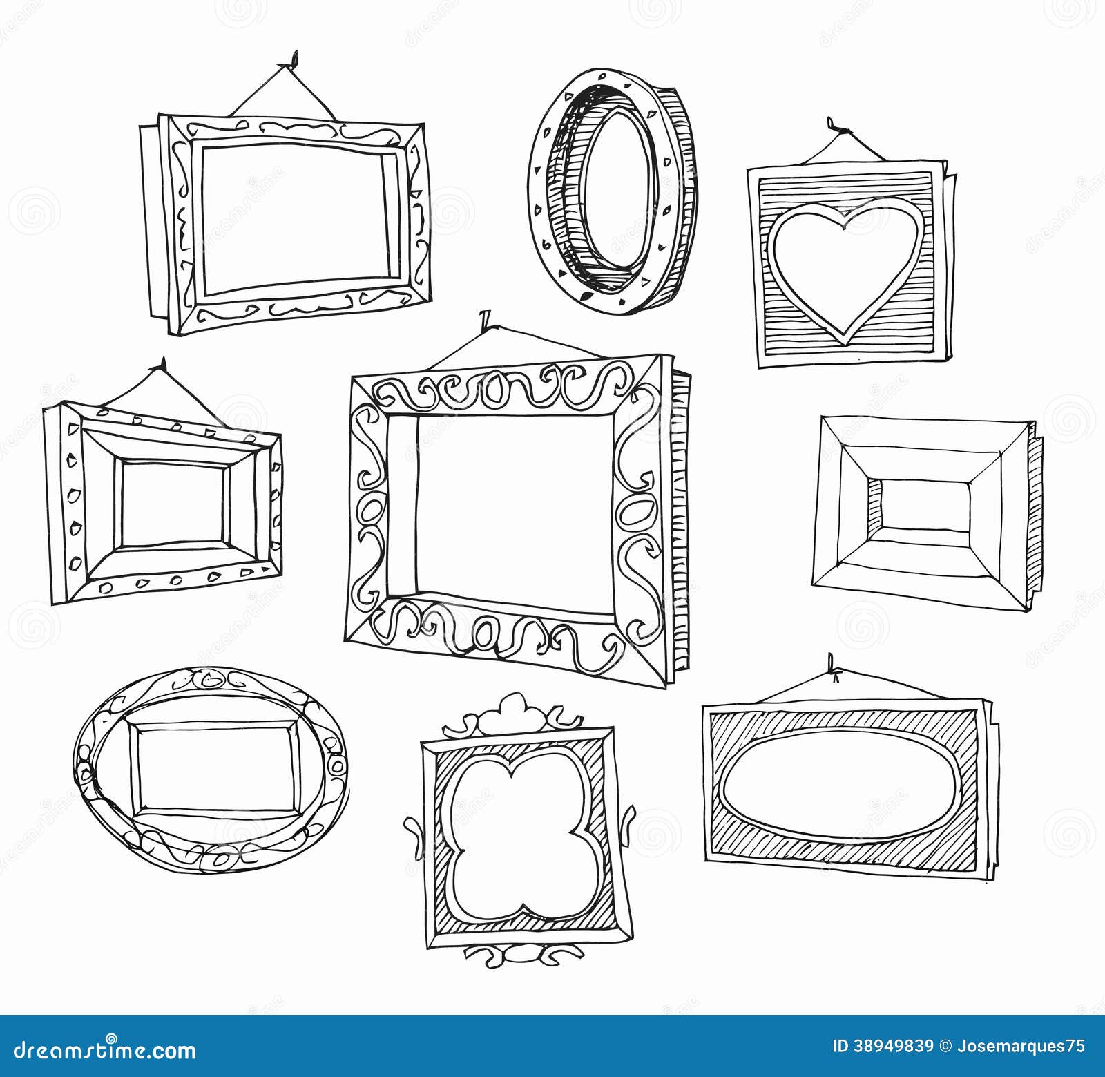 Set of Hand Drawn Picture Frames. Stock Vector Illustration of line