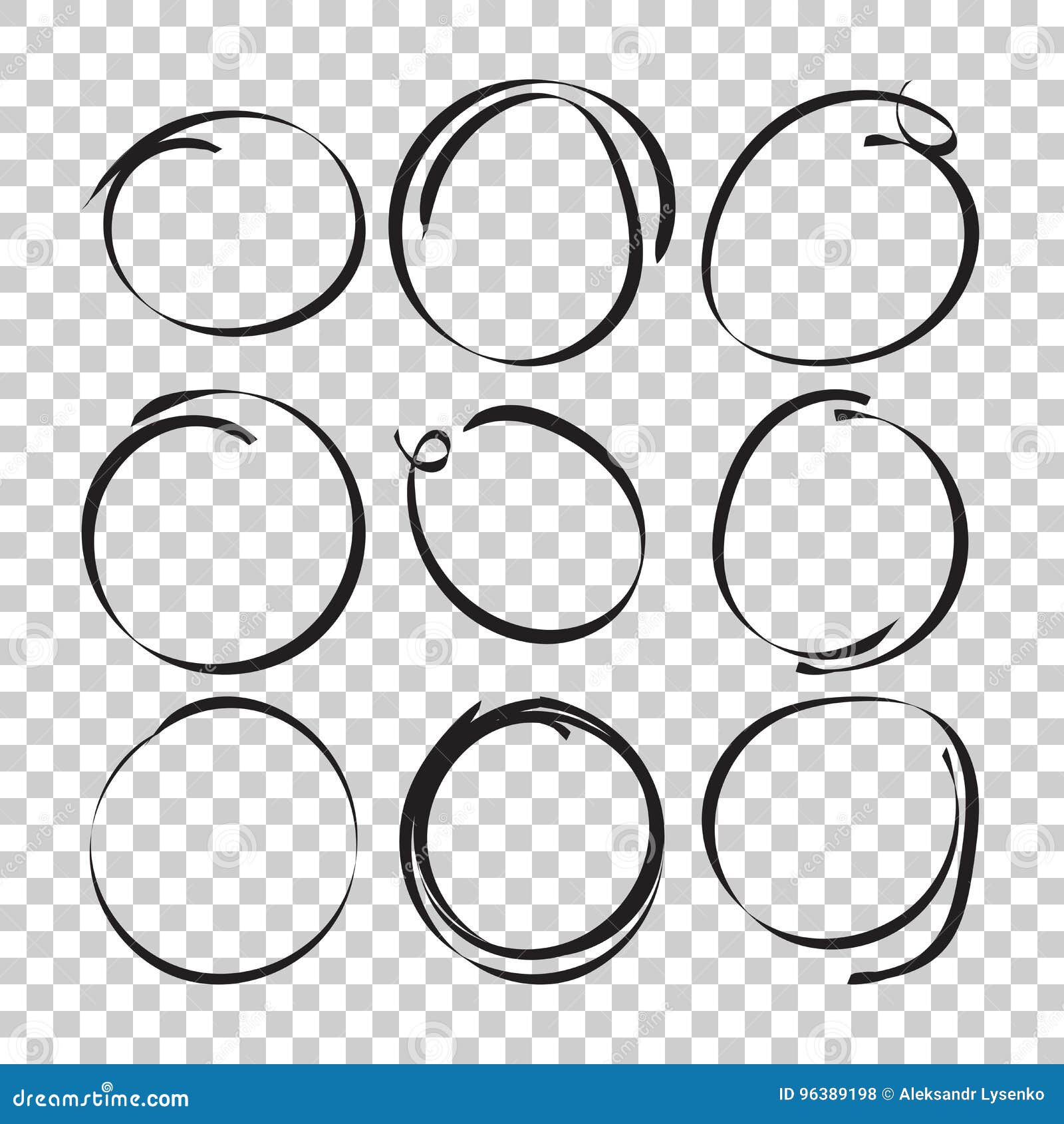 Set of the Hand Drawn Scribble Circles. Vector Element. Illustration on