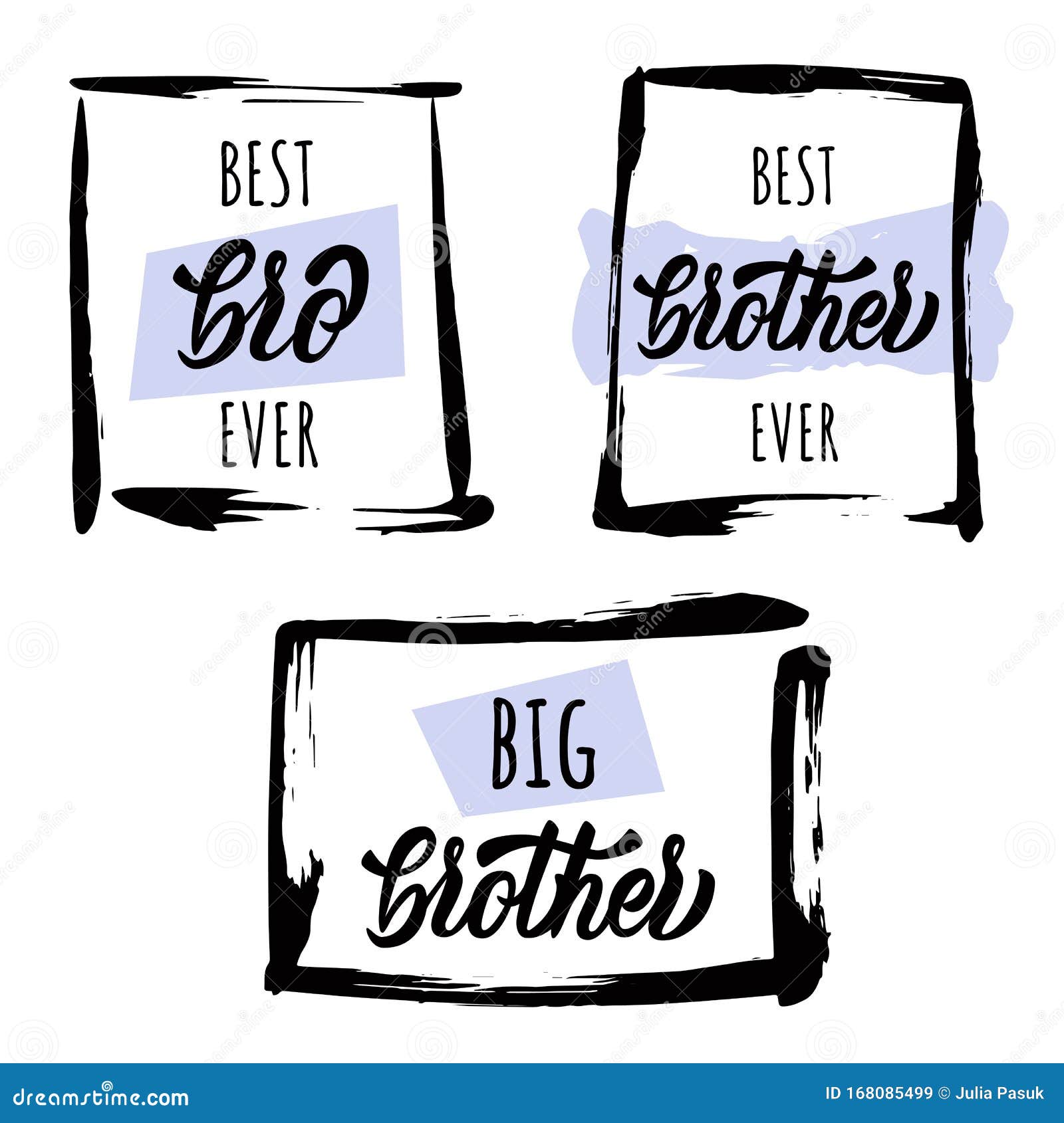set of hand drawn square frames with different styles and text. .