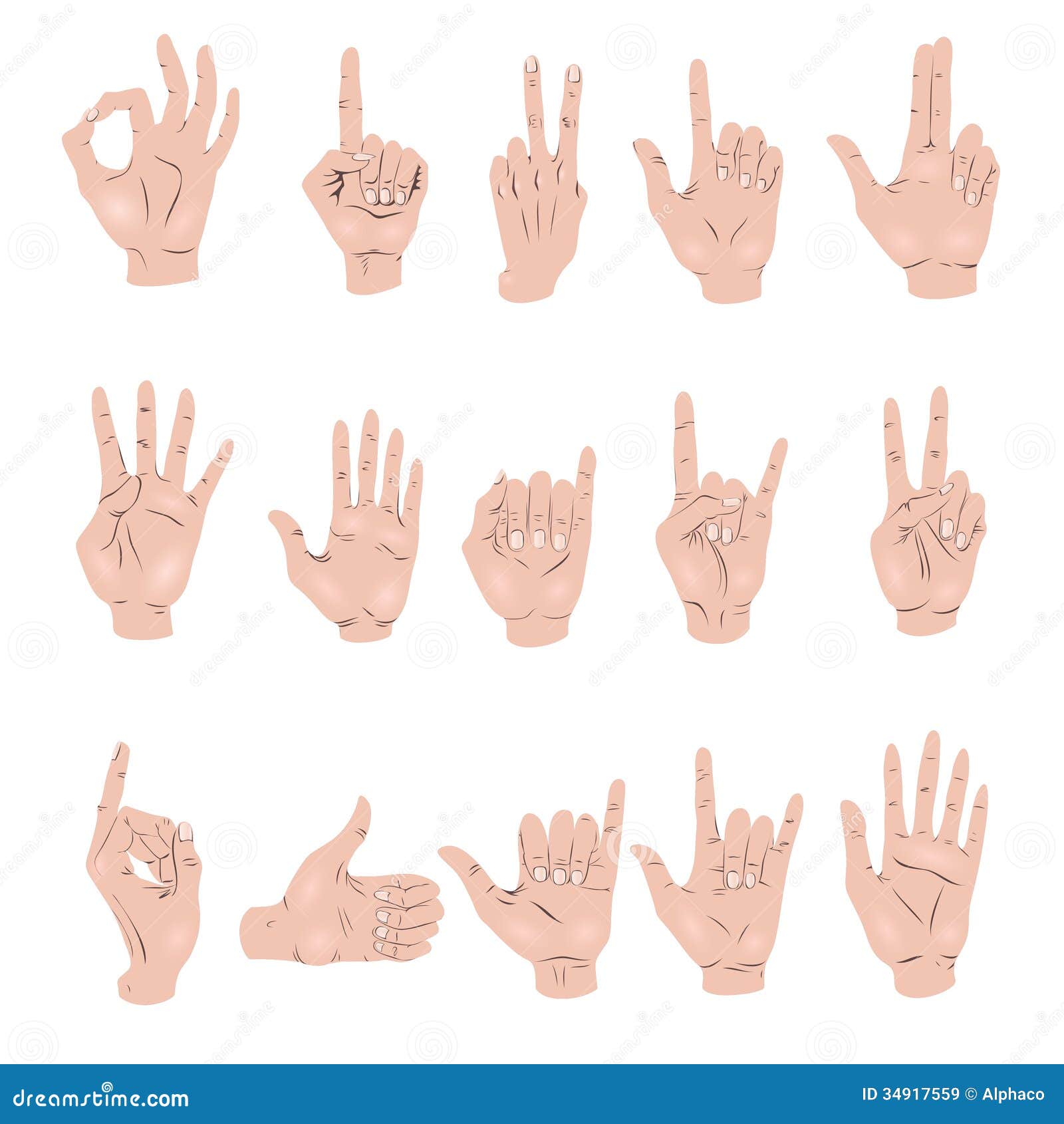 Set of hand gestures stock vector. Illustration of middle - 34917559