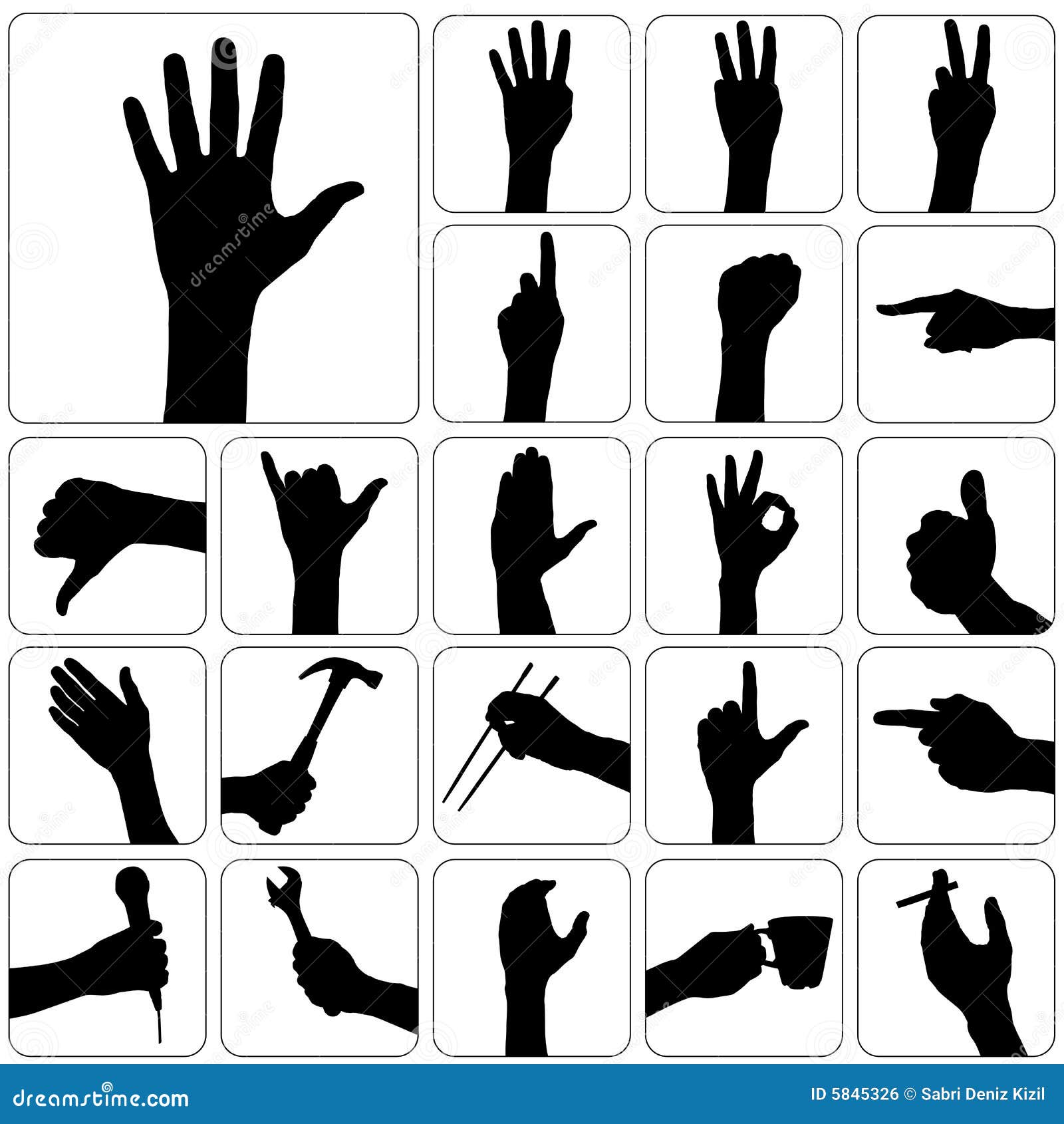 Set of hand vector stock vector. Illustration of fingers ...