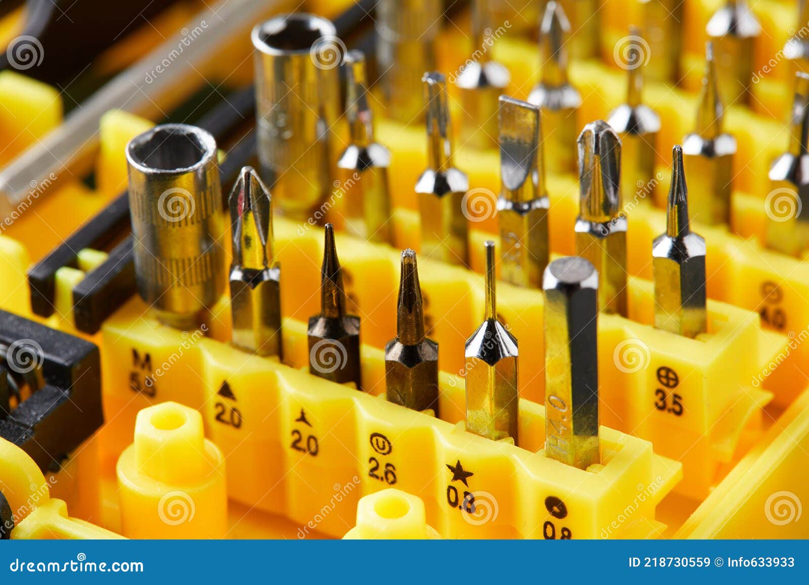Set of Heads for Screwdriver. Tools Collection Stock Image Image of