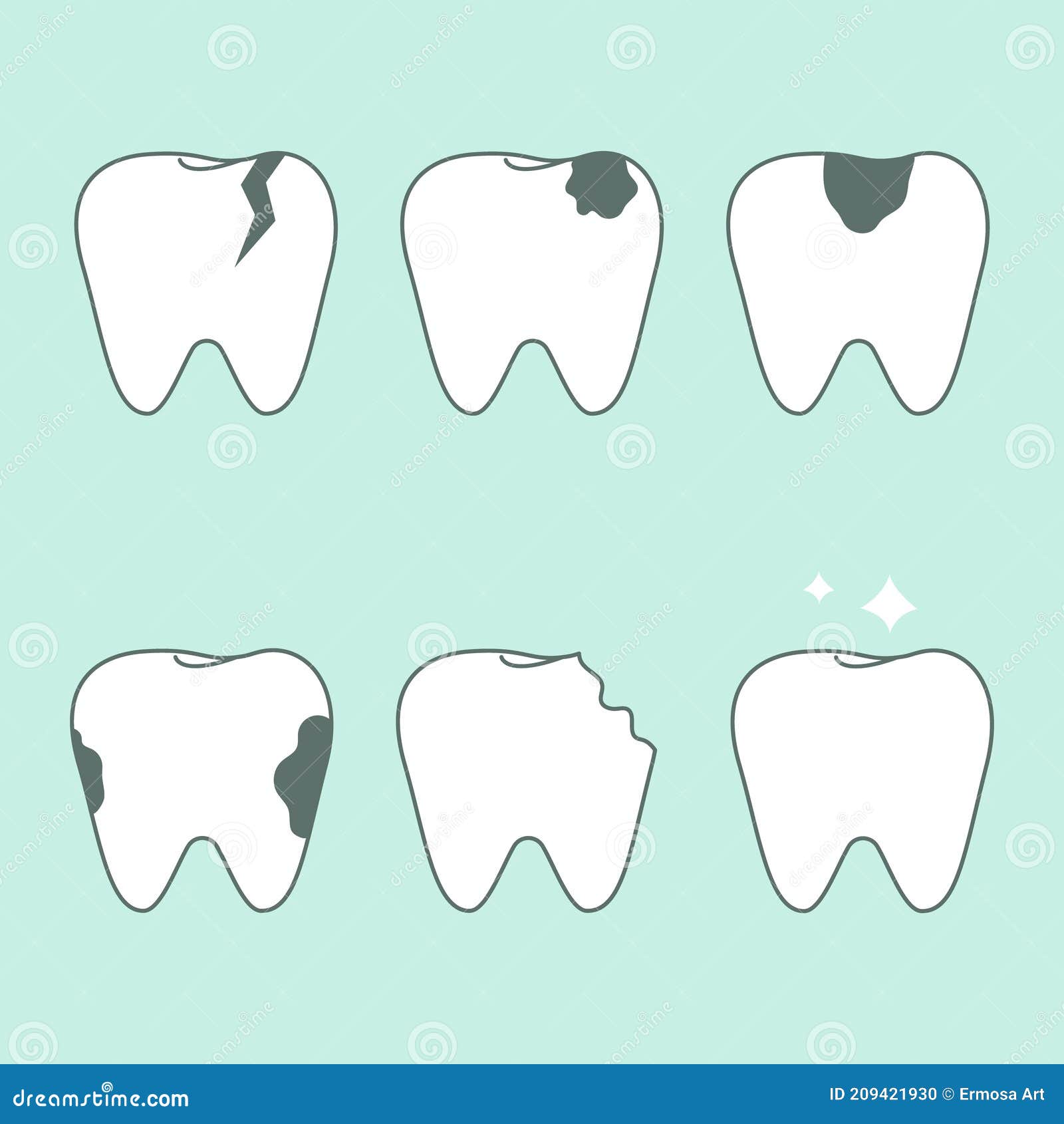 Set Of Healthy And Unhealthy Teeth Stock Illustration Illustration Of