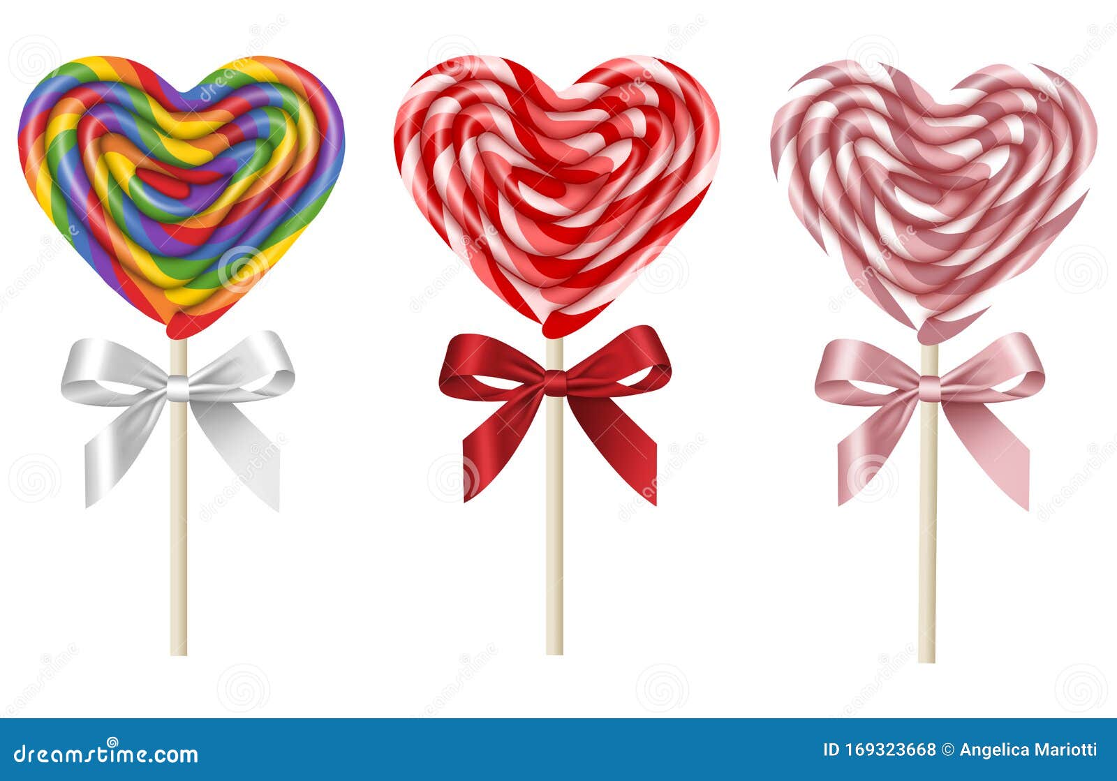 Download Set Heart Shaped Lollipops For Valentine`s Day Stock ...