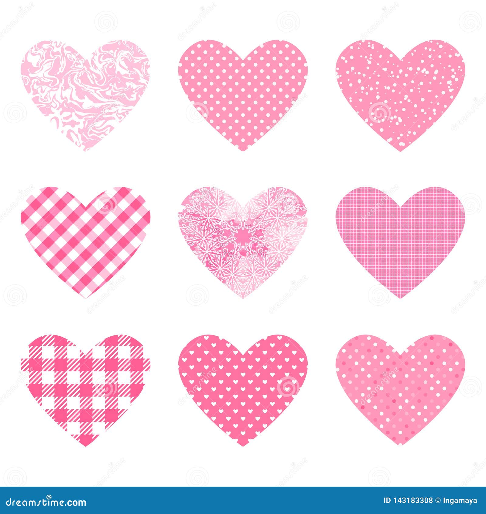 Download Set Hearts Shapes With Pink Color Texture Different Polka Dot Checkered Pattern Vector Template Backgrounds For Valentine S Day Stock Vector Illustration Of Polka Color 143183308